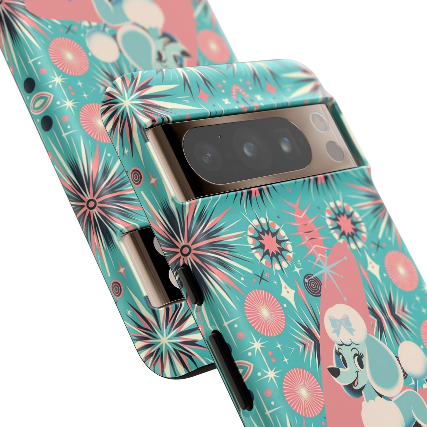 1950s Mid Century Modern Atomic Pink, Poodle Retro Smart Phone Tough Cases