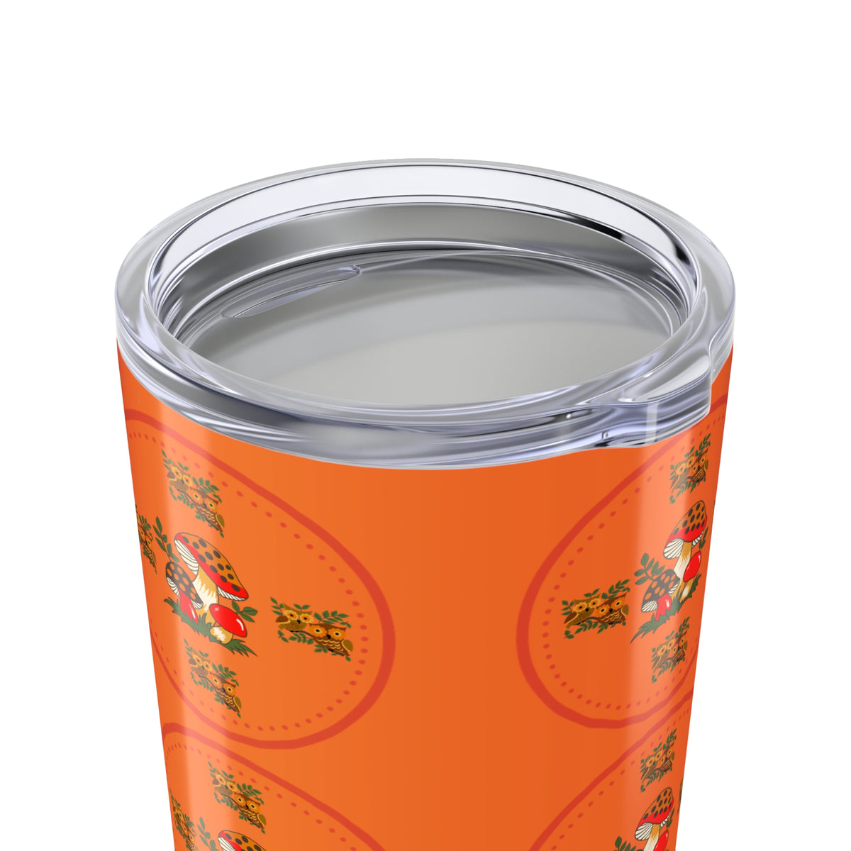 Sears Merry Mushroom Groovy 70s Owl, Mushroon Whimsical Tumbler, Orange Insulated Drinkware, Perfect For Birthday Gifts - Mid Century Modern Gal