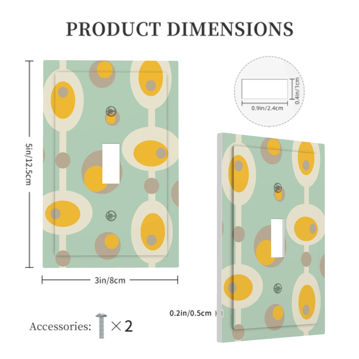 Retro Mid Mod Mint Green Yellow Orbs Geometric Designed Modern Switch Cover - Mid Century Modern Gal