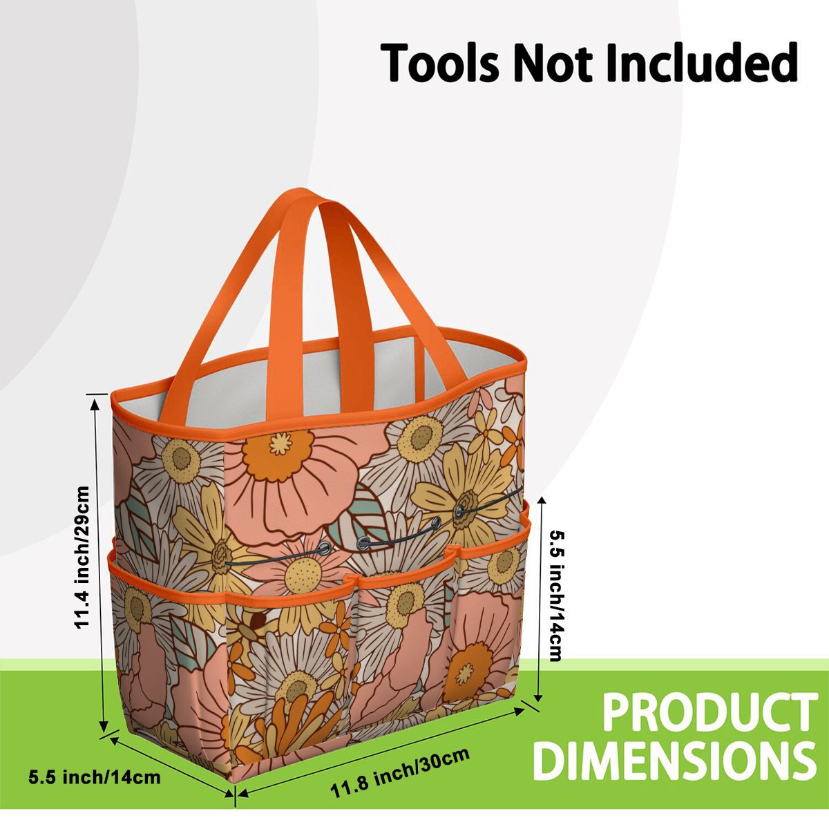 70s Floral Pink Orange Garden Tool Bag