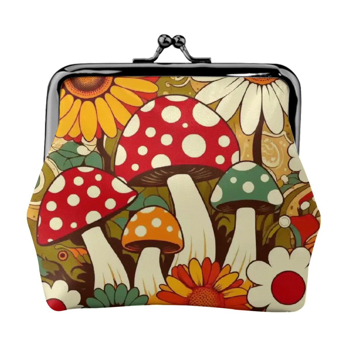 Retro Groovy Mushroom Funky Mod Coin Purse for Women - Mid Century Modern Gal
