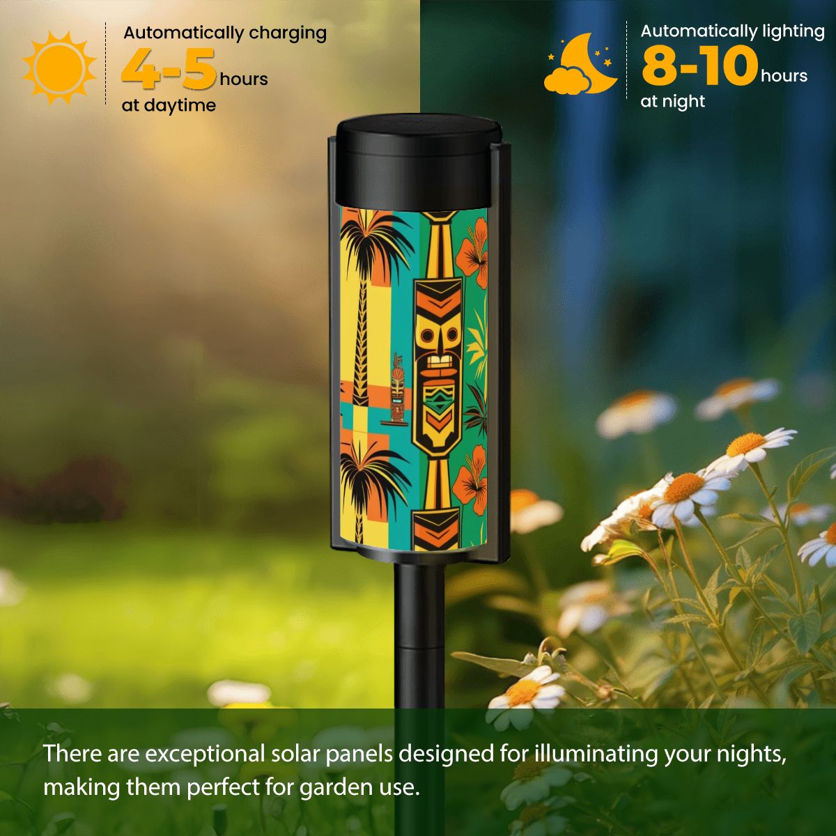 Mid Mod Tiki Style Kitschy Retro Green Orange, Yellow MCM Outdoor Solar Lights - Mid Century Modern Gal