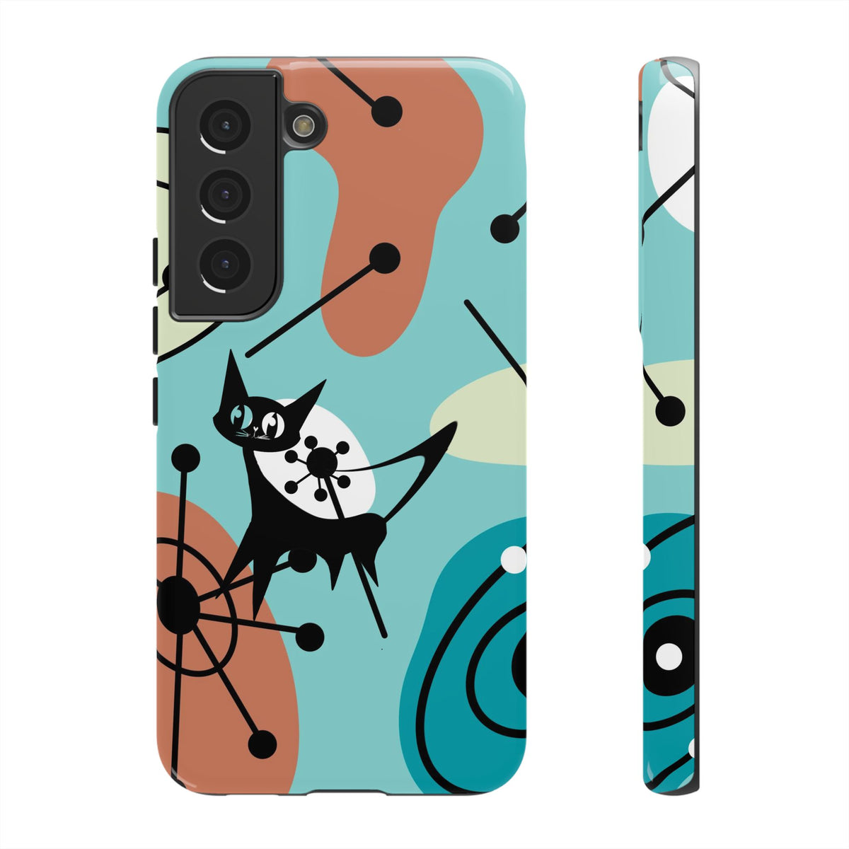 Atomic Kittie, Mid Century Modern Geometric Amoeba Retro Smart PhoneTough Phone