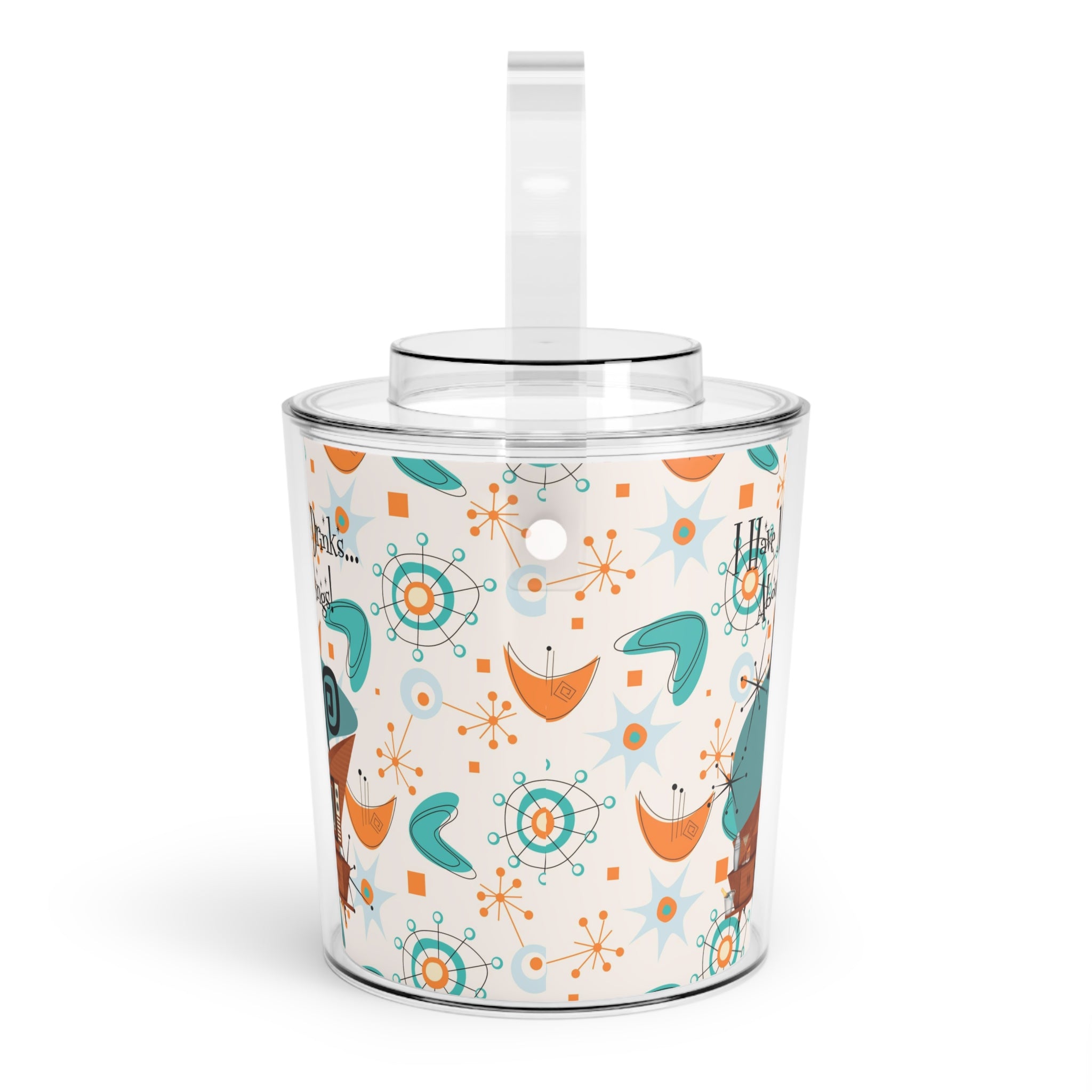 Mid Century Modern Atomic Boomerange Mid Century Barware, Funny Kitschy Saying, I Have Mixed Drinks, About Feelings, Retro Ice Bucket - Mid Century Modern Gal