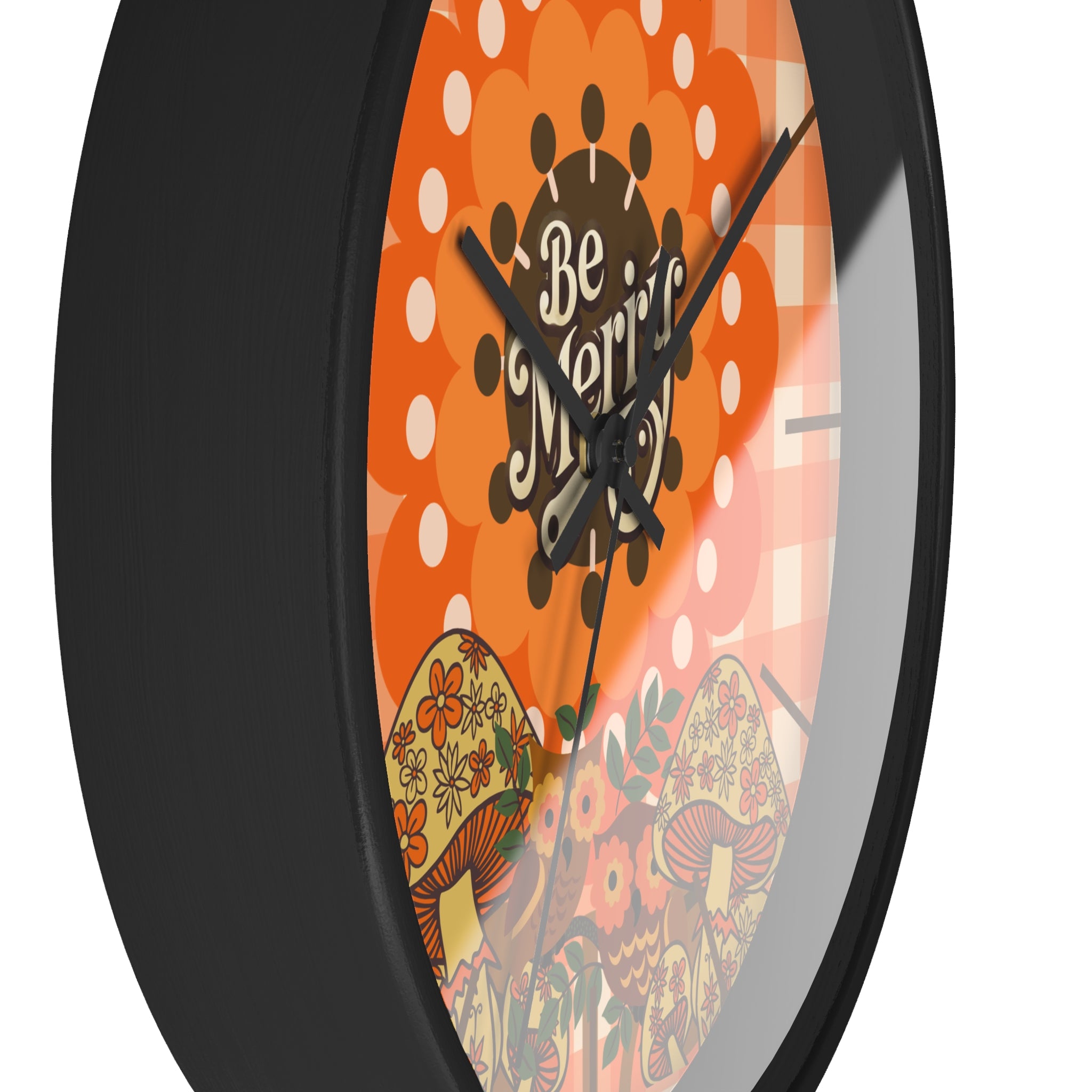 Sears Merry Mushroom, 70s Vintage Retro Wall Clock - Be Merry Home Decor, Round Mushroom Design, Bohemian Style Clock - Mid Century Modern Gal