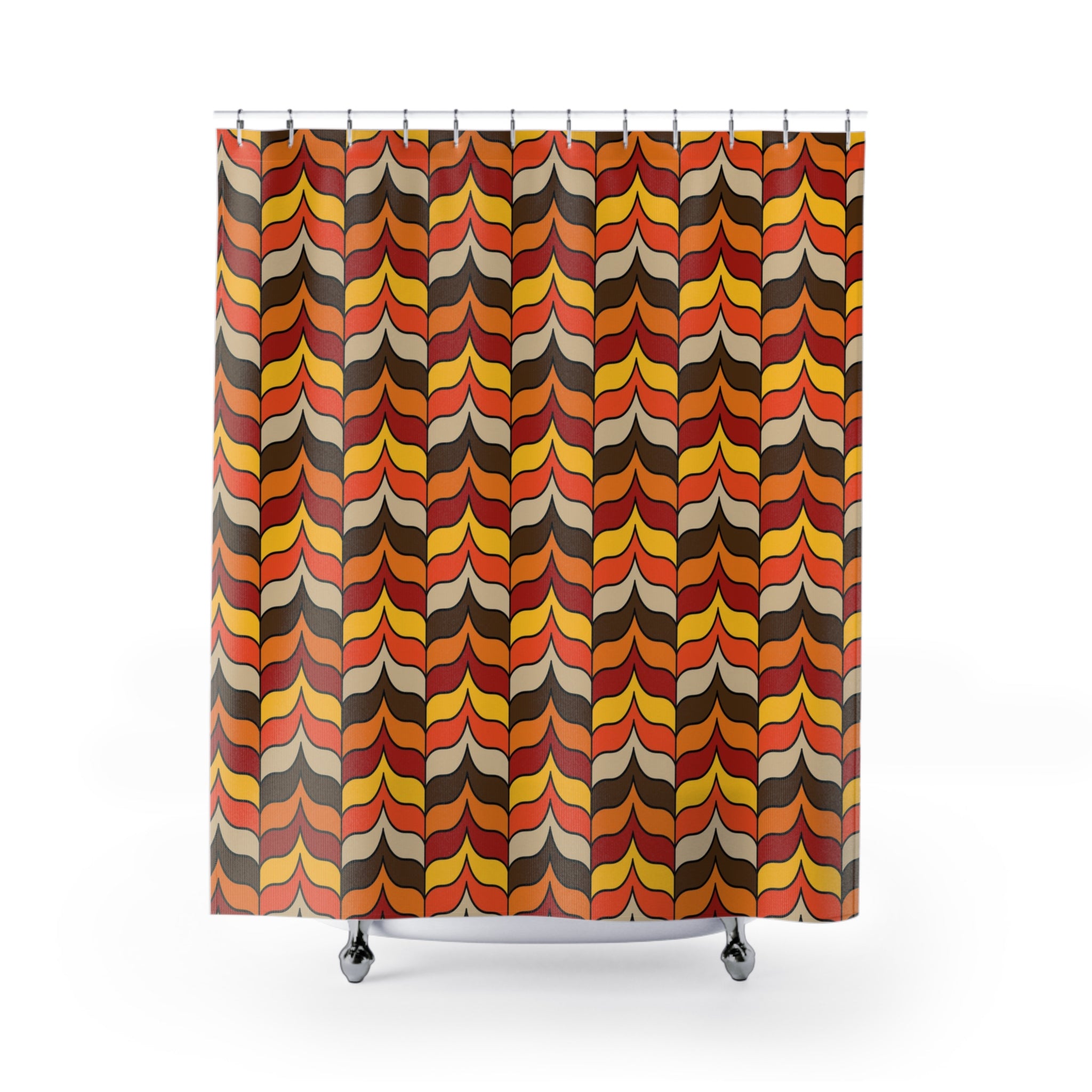 Retro 70s Scandinavian Design, Groovy Wave Mid Century Modern Shower Curtain - Mid Century Modern Gal