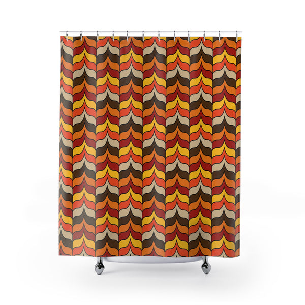 Retro 70s Scandinavian Design, Groovy Wave Mid Century Modern Shower Curtain