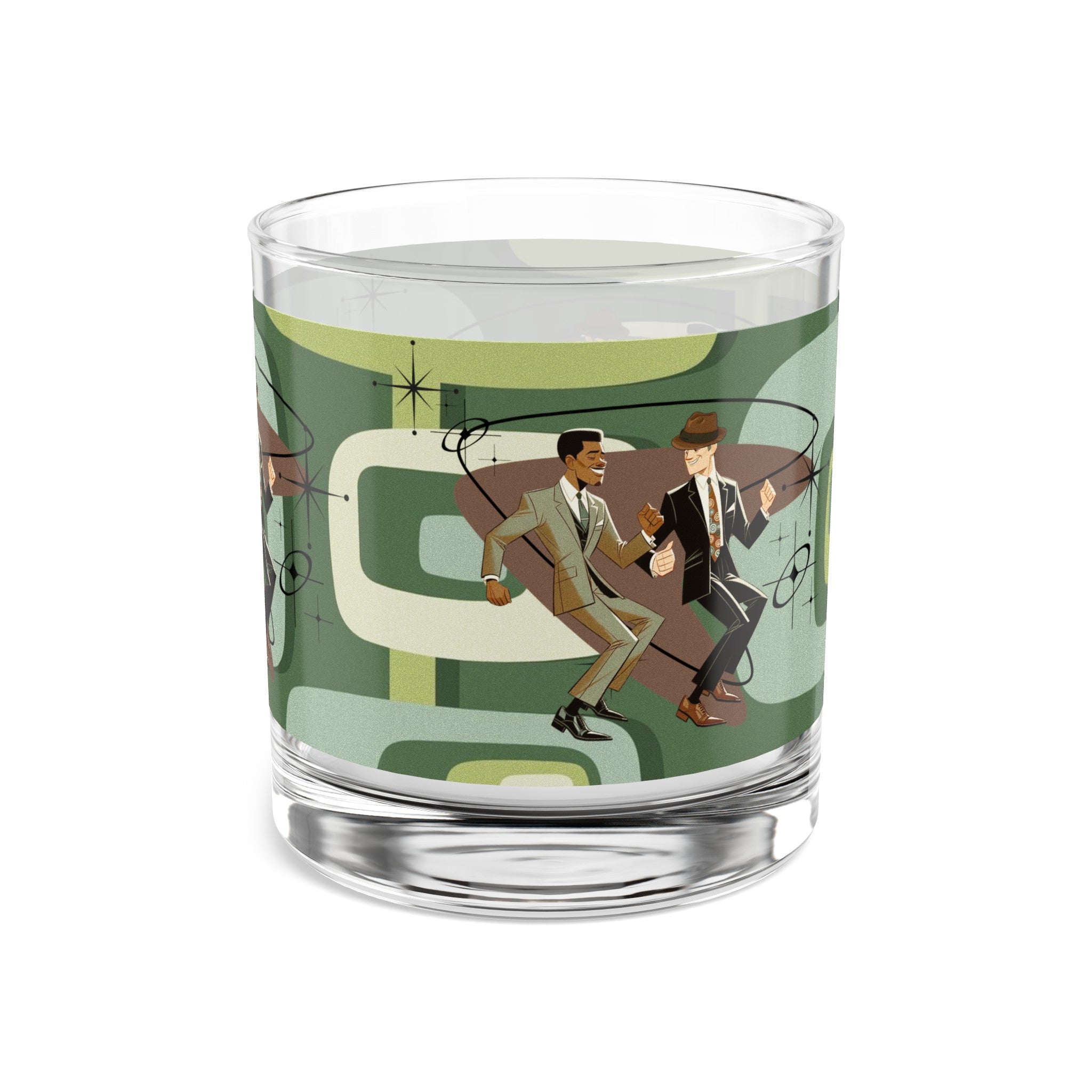 Mid Century Modern Gay Male Couple, Black Male, White Male, Kitschy Mid Mod Cocktail Rock Glass, 10oz - Mid Century Modern Gal