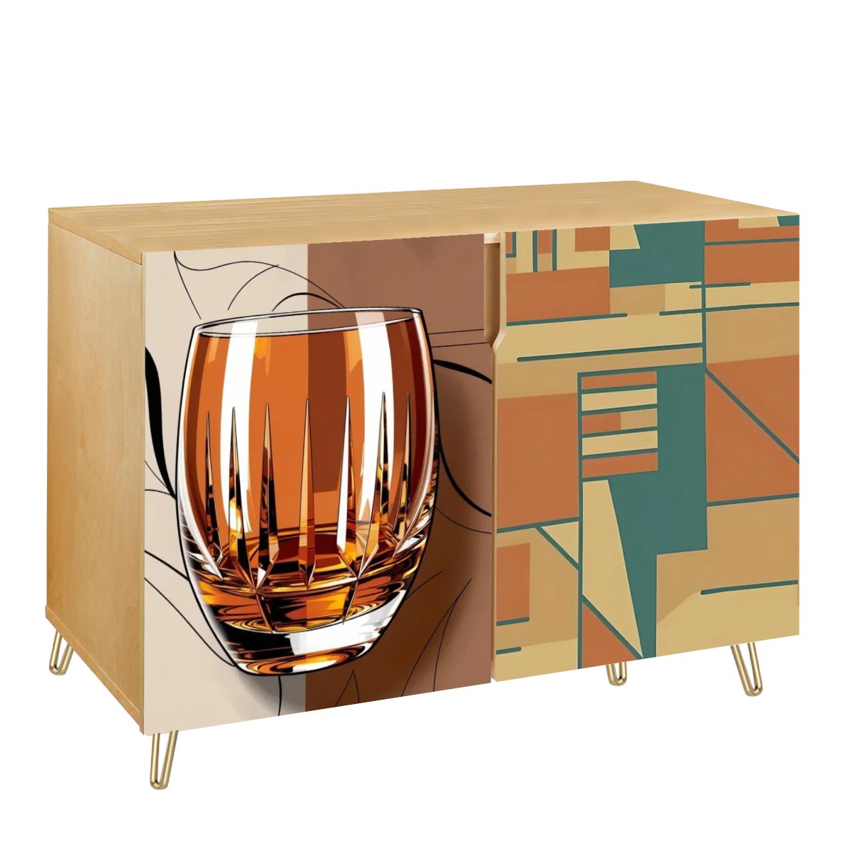 Mid Century Modern Boubon Cabinet, Bauhaus Mod Wooden Storage Cabinet - Mid Century Modern Gal