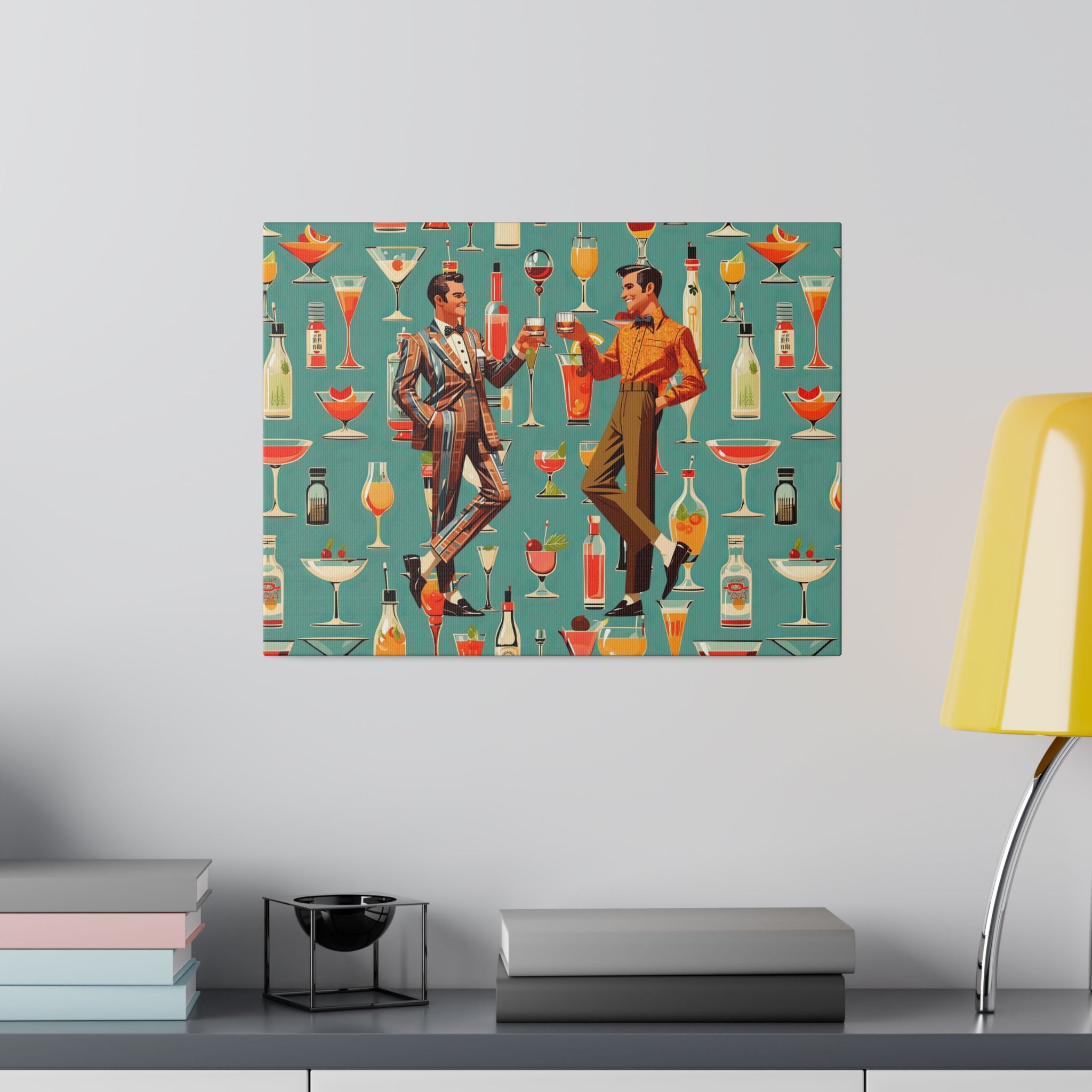 Atomic 50s Cocktail Art, Mid Century Modern Dapper Dudes, LGBTQ Unique Gifts, MCM Bar Art - Mid Century Modern Gal