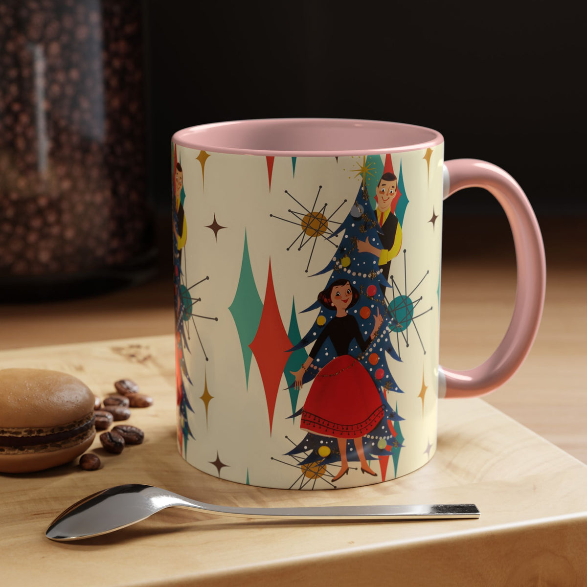Mid Century Modern 50s Kitsch Christmas Starburst Coffee Mug - Mid Century Modern Gal