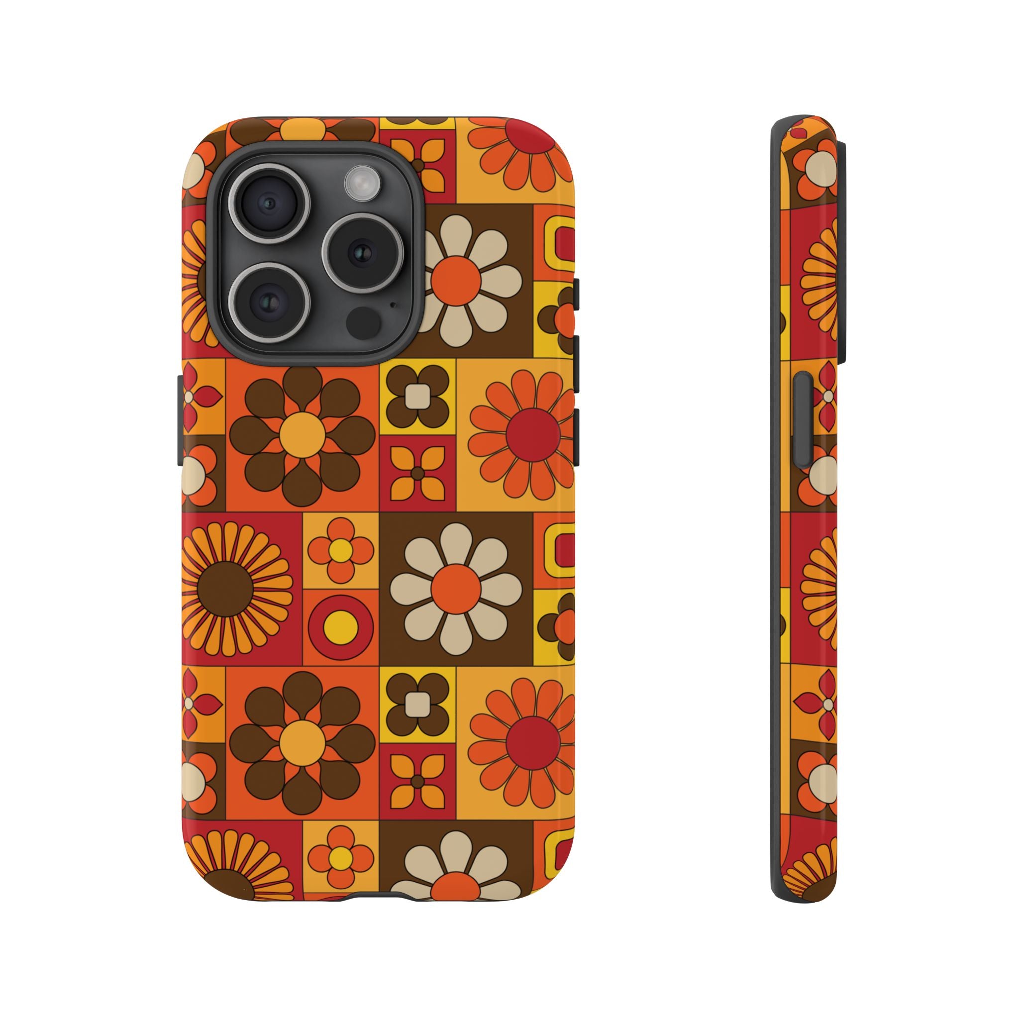 Retro 70s Mid Mod Floral Phone Case | Tough Cases for Flower Lovers - Mid Century Modern Gal