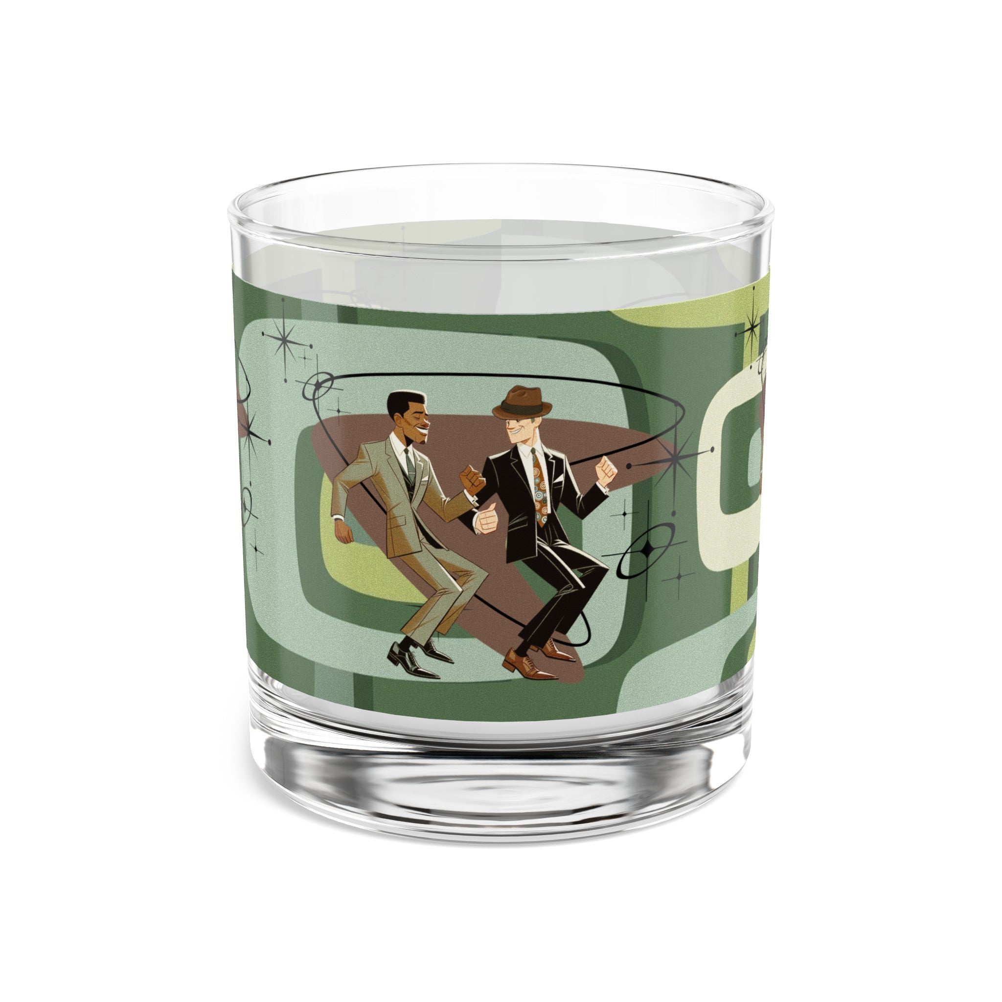 Mid Century Modern Gay Male Couple, Black Male, White Male, Kitschy Mid Mod Cocktail Rock Glass, 10oz - Mid Century Modern Gal