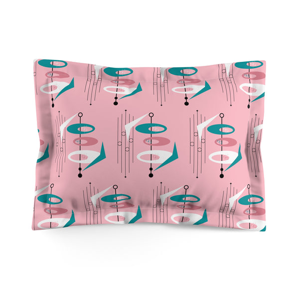 Atomic Pink, Mid Century Modern Abstract Microfiber Pillow Sham - Stylish Bedroom Decor