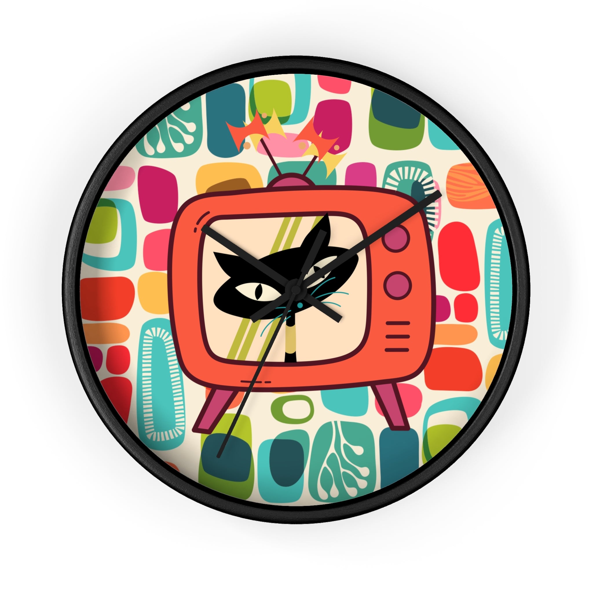 Atomic Cat Mid Century Amoeba Designed, Kitschy Kitchen, Livingroom, Den Office MCM Wall Clock - Mid Century Modern Gal