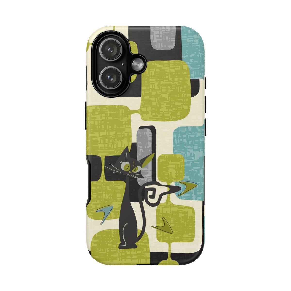 Mid Century Modern Geometric Kitschy Cat, Boomerang Retro Smart Phone Tough Cases