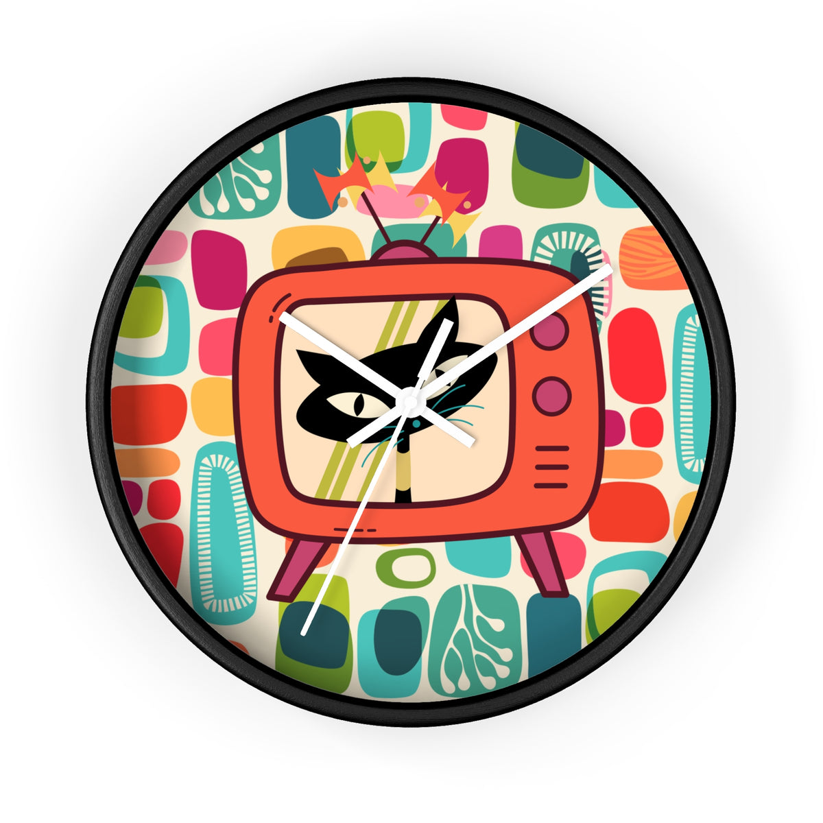 Atomic Cat Mid Century Amoeba Designed, Kitschy Kitchen, Livingroom, Den Office MCM Wall Clock - Mid Century Modern Gal