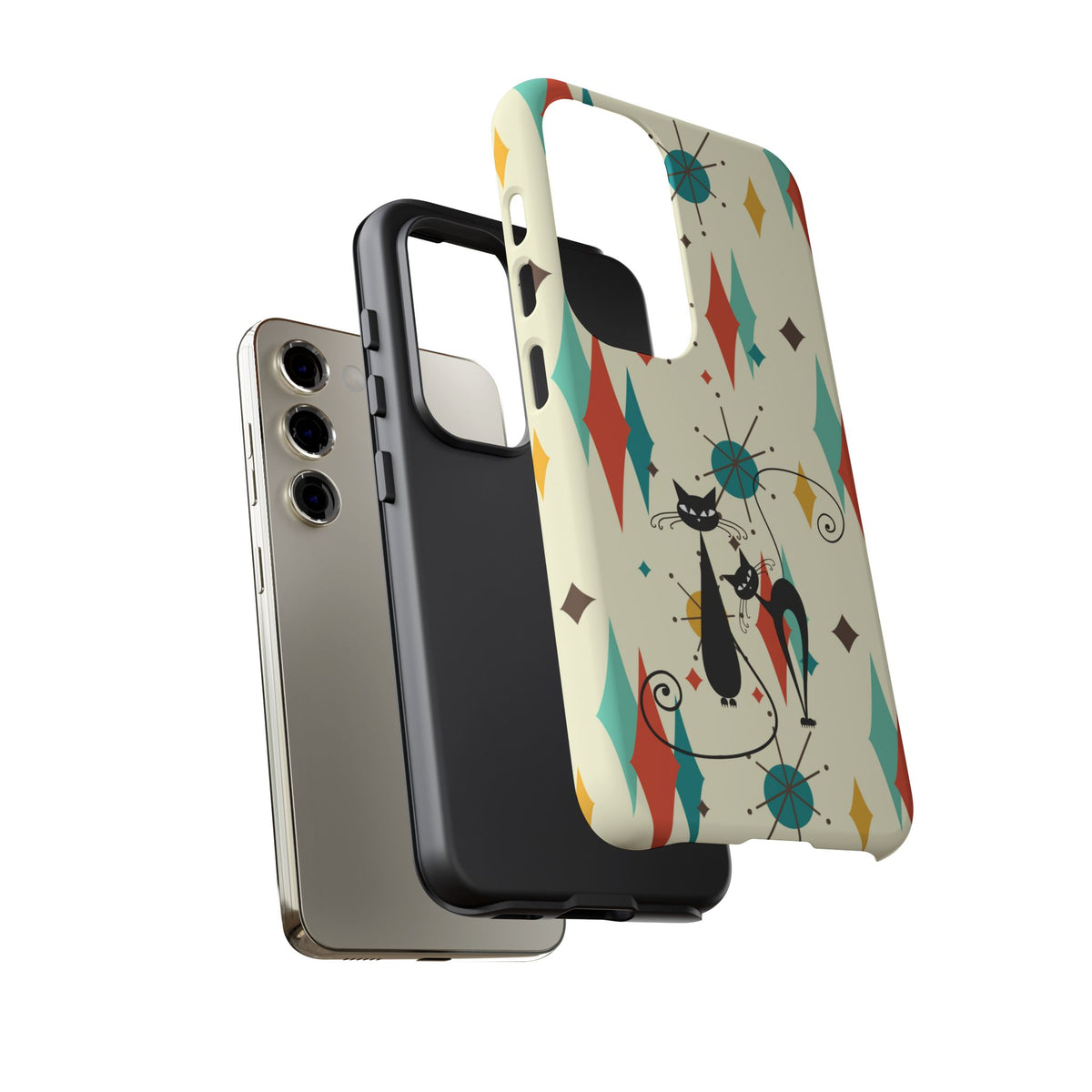 Atomic Kitty Cat, Mid Mod Franciscan Pattern, Kitsch Tough Phone Cases