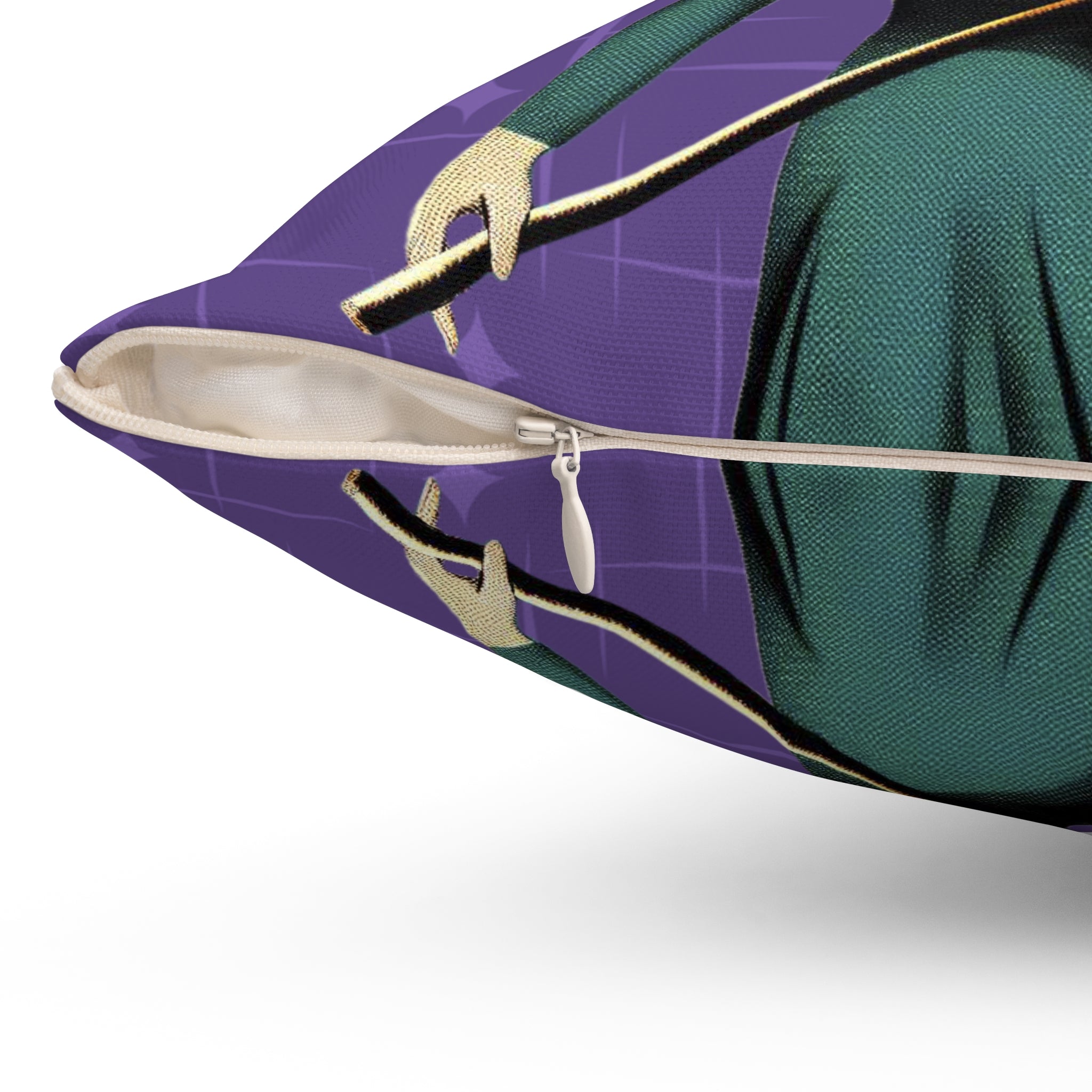 Mid Century Modern Vintage Pin Up Witch Halloween Purple Teal Halloween Pillow Cover and Insert - Mid Century Modern Gal