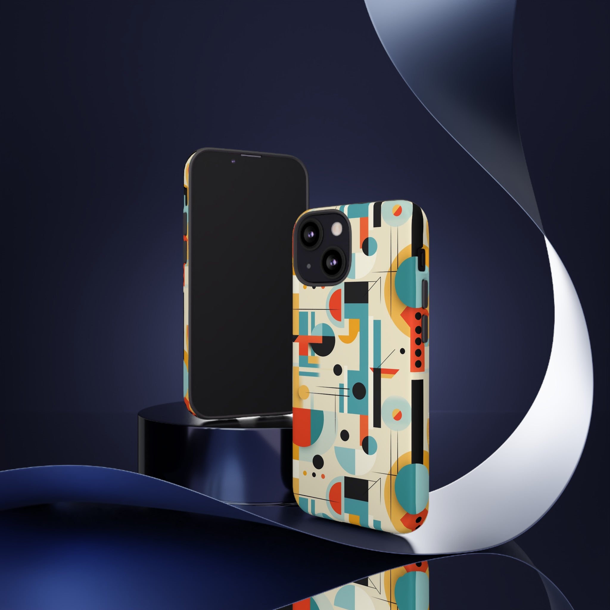 Bauhaus Designed Mid Mod Geometric Groovy Smart Phone, iPhone, Samsung Compatible Tough Cases - Mid Century Modern Gal