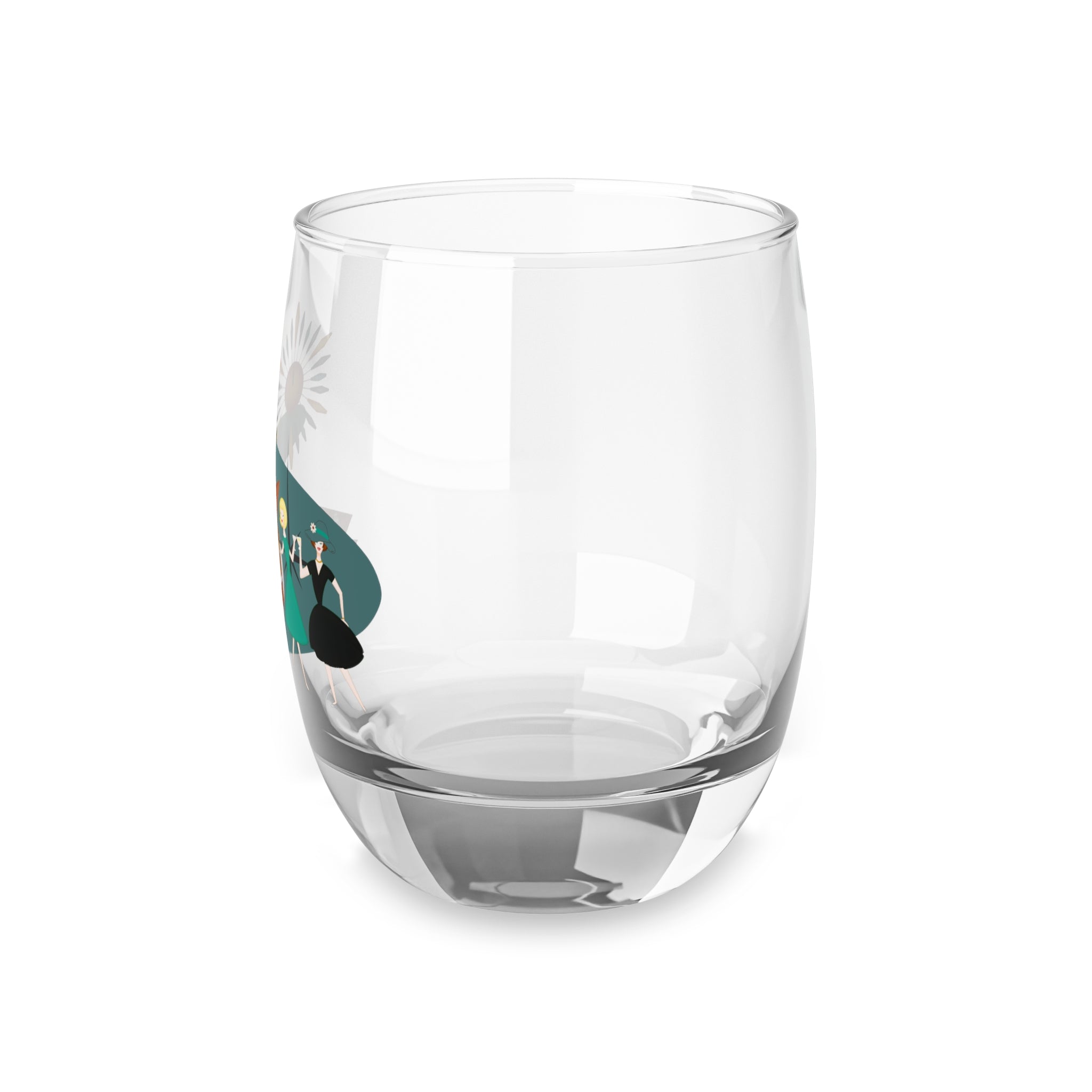 Mid Century Modern Gay Lesbian Couple, Bestie Friends Kitschy Fun Whiskey Glass - Mid Century Modern Gal