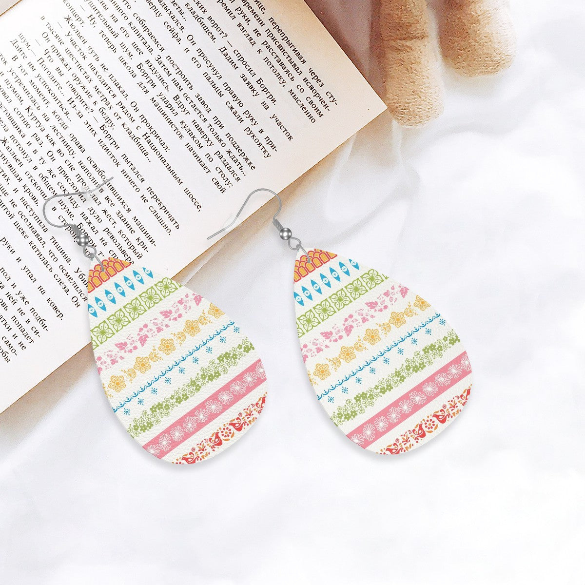 Pyrex Lover, Fun Kitschy Vegan Leather Teardrop Earrings - Mid Century Modern Gal