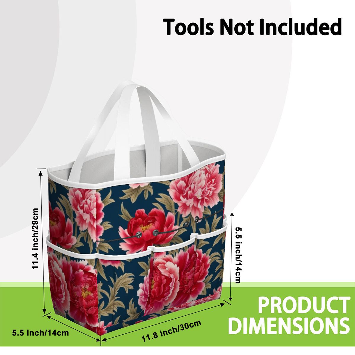 Modern Chinoiserie Royal Blue, Pink Red Floral Garden Tool Bag - Mid Century Modern Gal