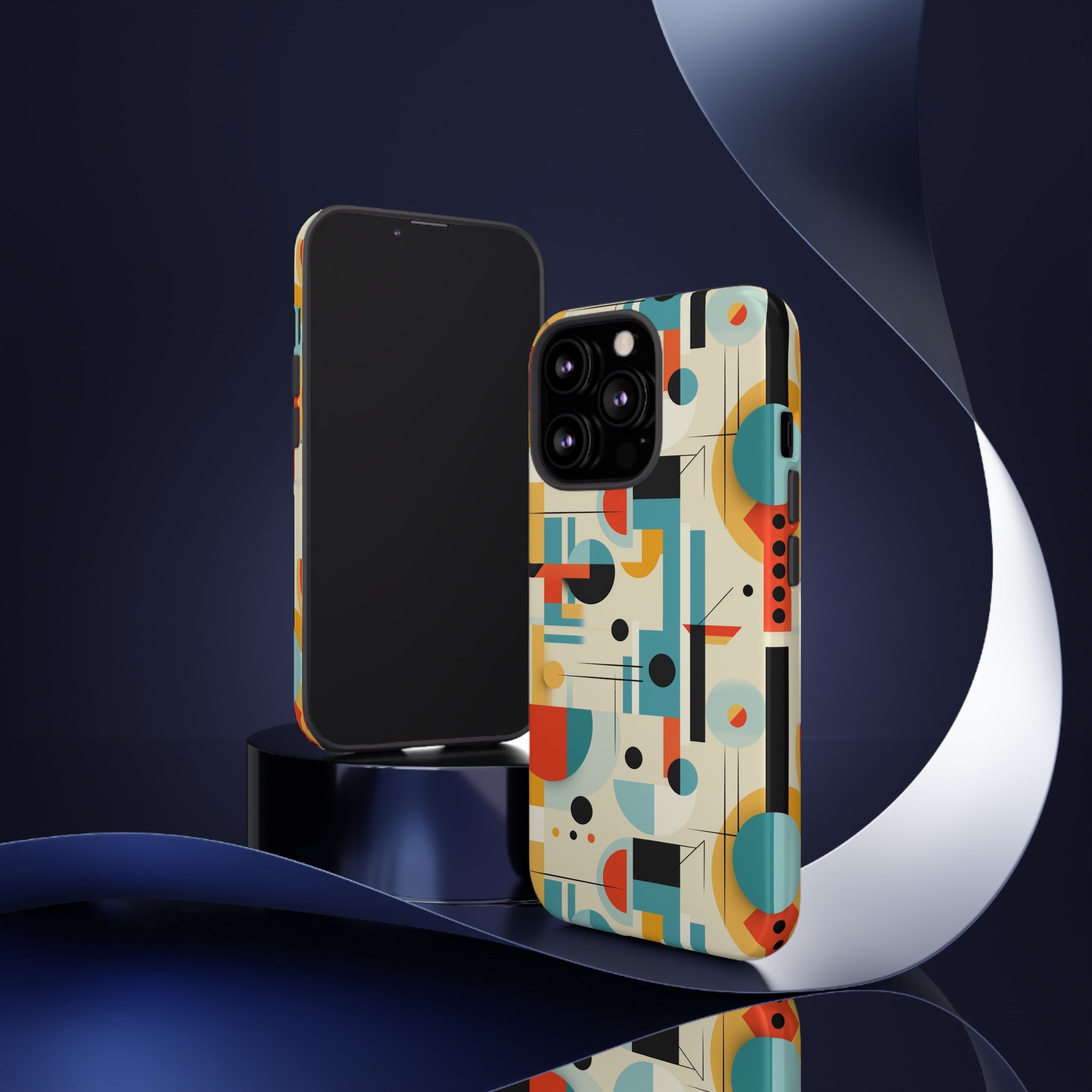 Bauhaus Designed Mid Mod Geometric Groovy Smart Phone, iPhone, Samsung Compatible Tough Cases - Mid Century Modern Gal