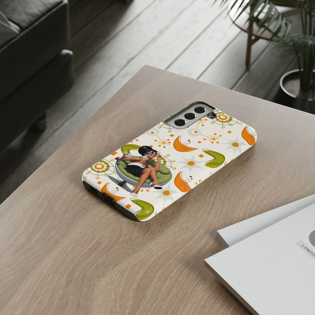 Mid Century Modern Atomic Starburst Mid Mod 60s Gal Retro Chic Tough Phone Case with Vintage Glamour Design