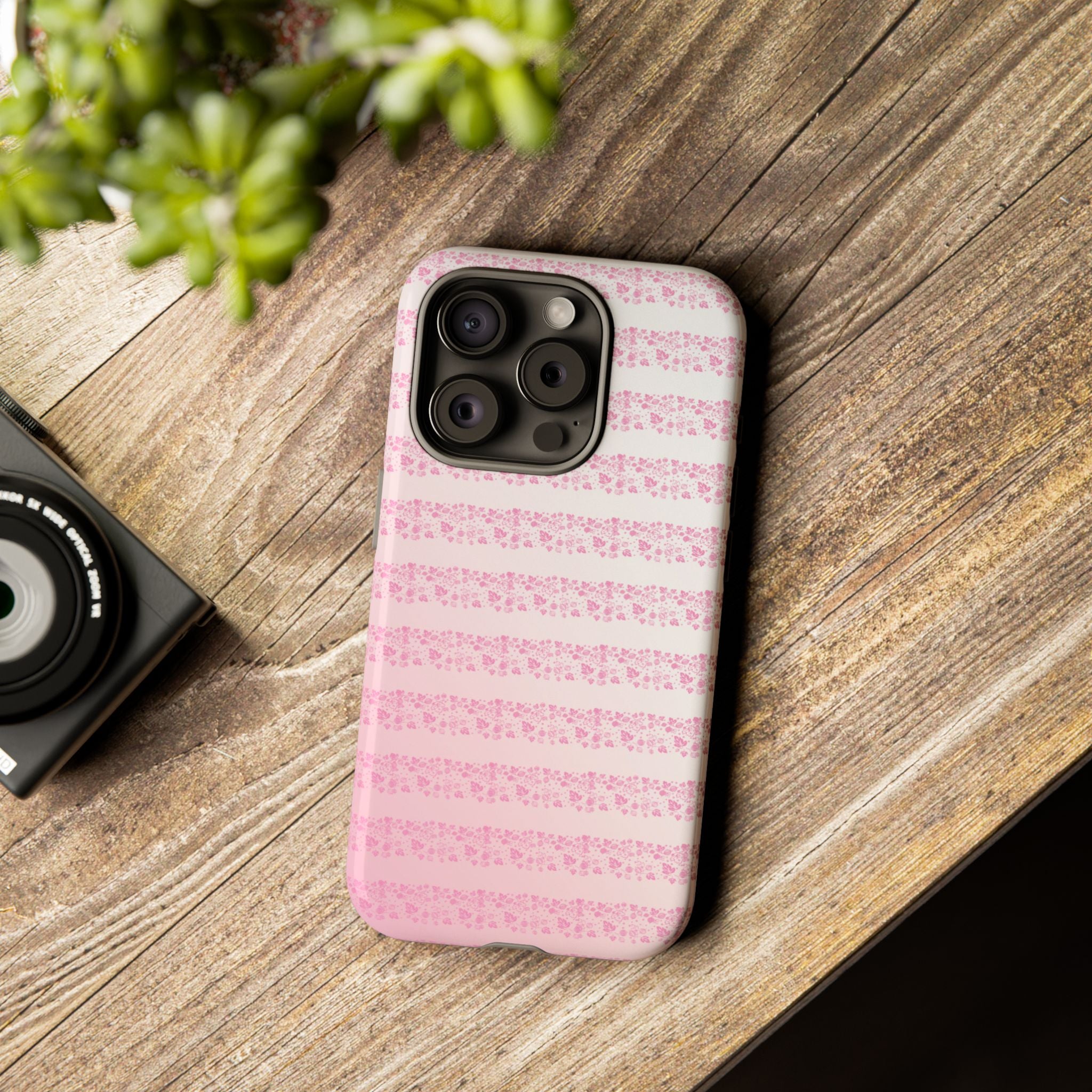 Pink Pyrex Gooseberry Striped Phone Case, Stylish Phone Cover, Tough Protective Case, Cute Cell Phone Case, Trending Gift for Her