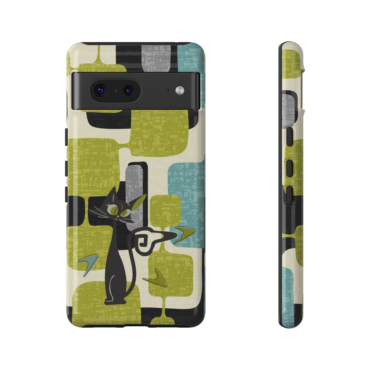 Mid Century Modern Geometric Kitschy Cat, Boomerang Retro Smart Phone Tough Cases