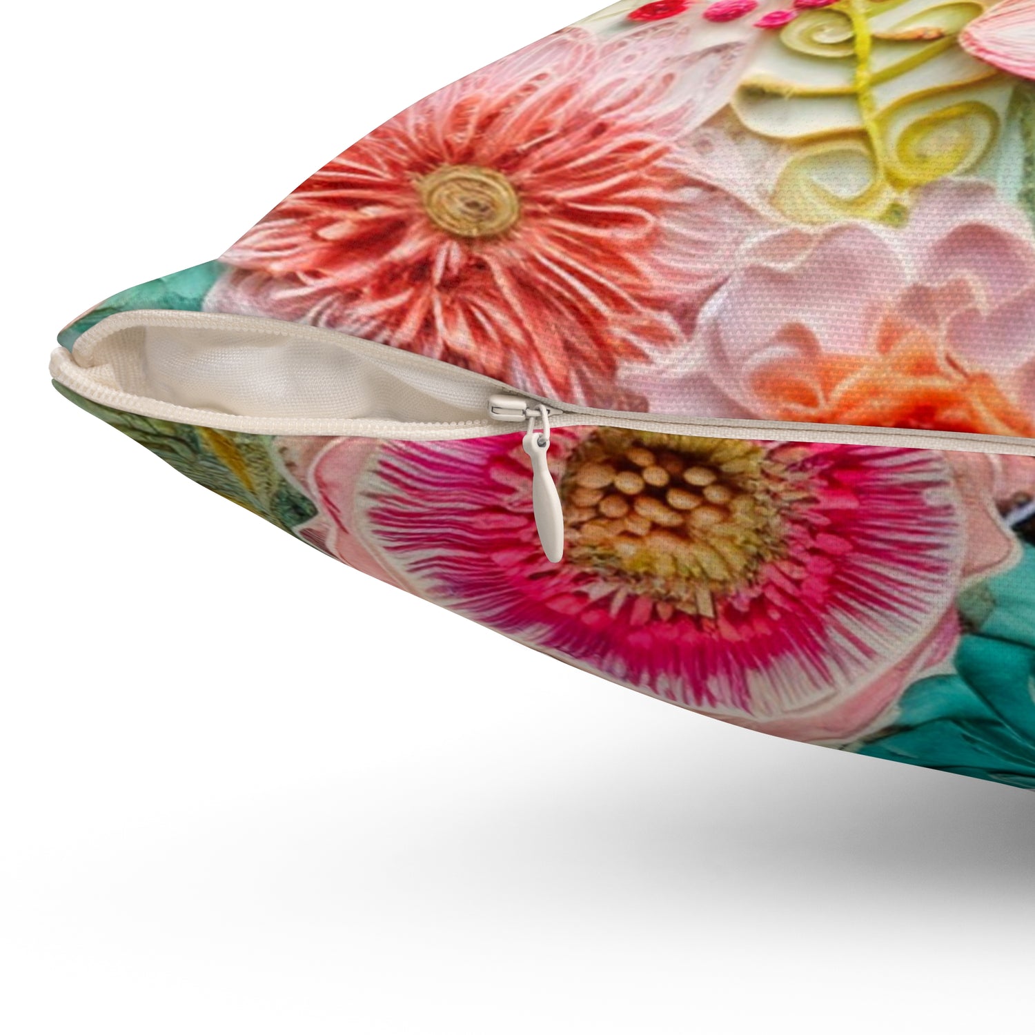 Floral Boho Pillow, Reversible, Flower, Butterfly, Bohemian Hippie, Retro Faux Embroidered Pillow And Insert - Mid Century Modern Gal