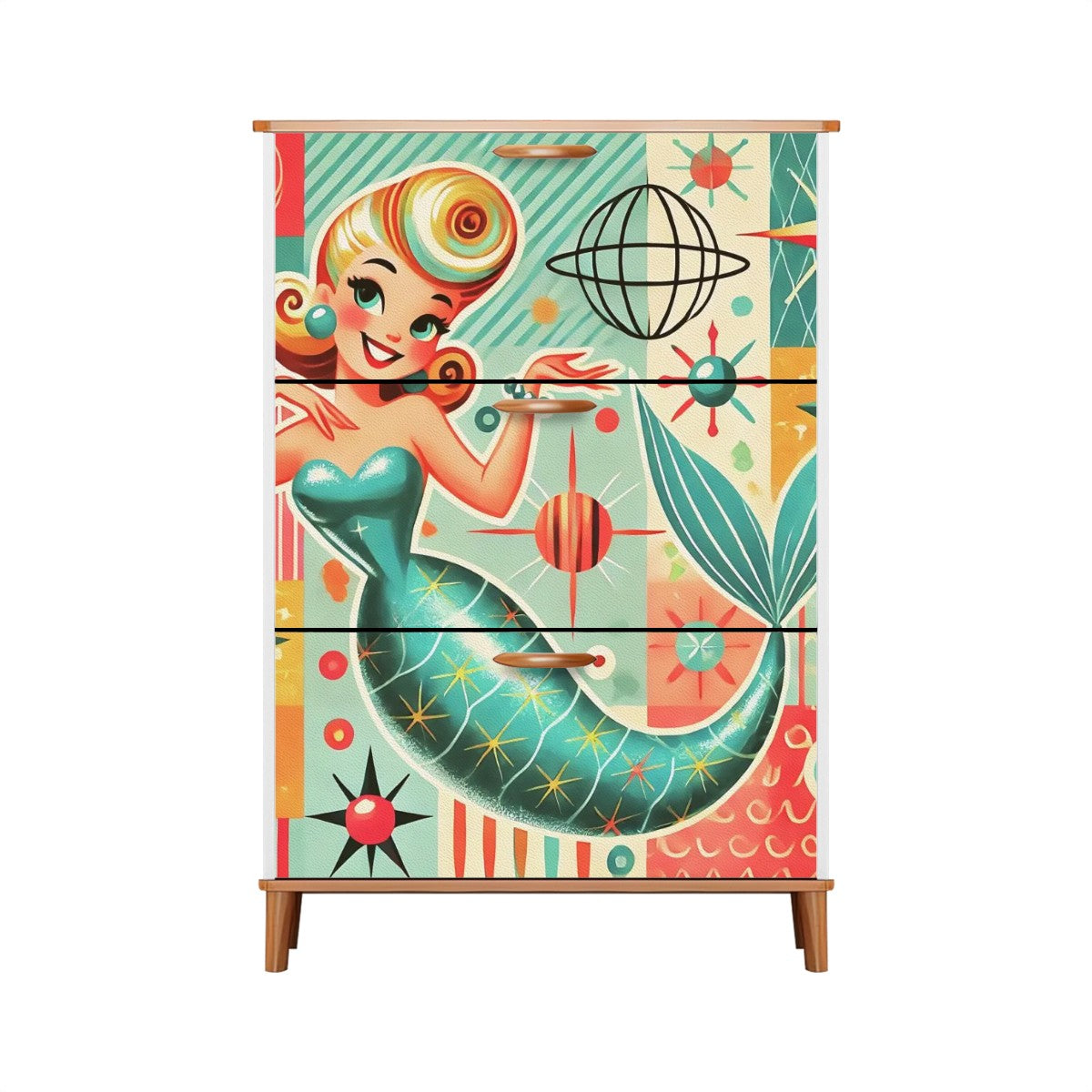 Mid Century Modern 50s Mermaid Designed MCM Shoe Storage Rack - Mid Century Modern Gal