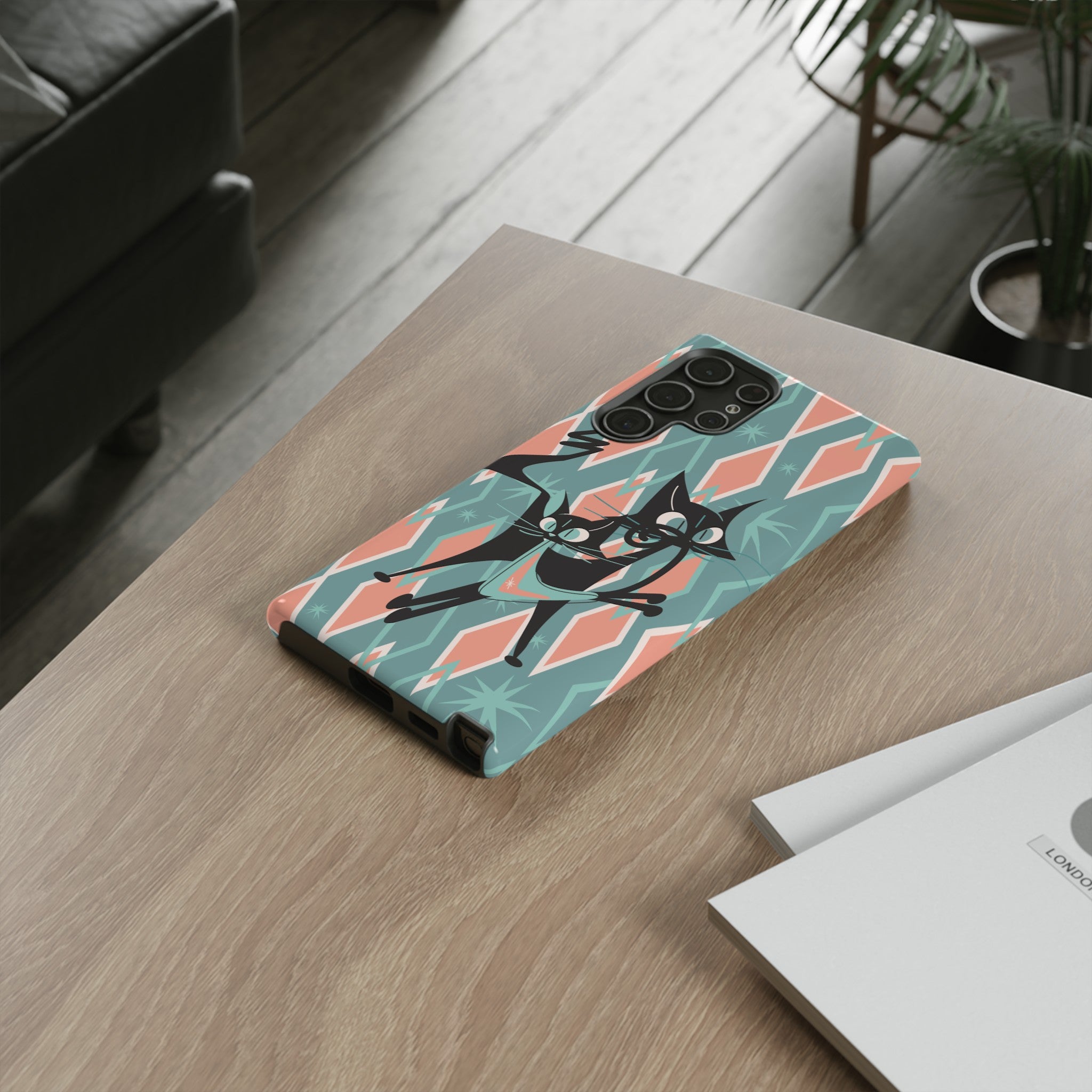 Mid Mod Atomic Cat Kitschy Retro Chic Samsung, Smart Phone Tough Cases - Mid Century Modern Gal
