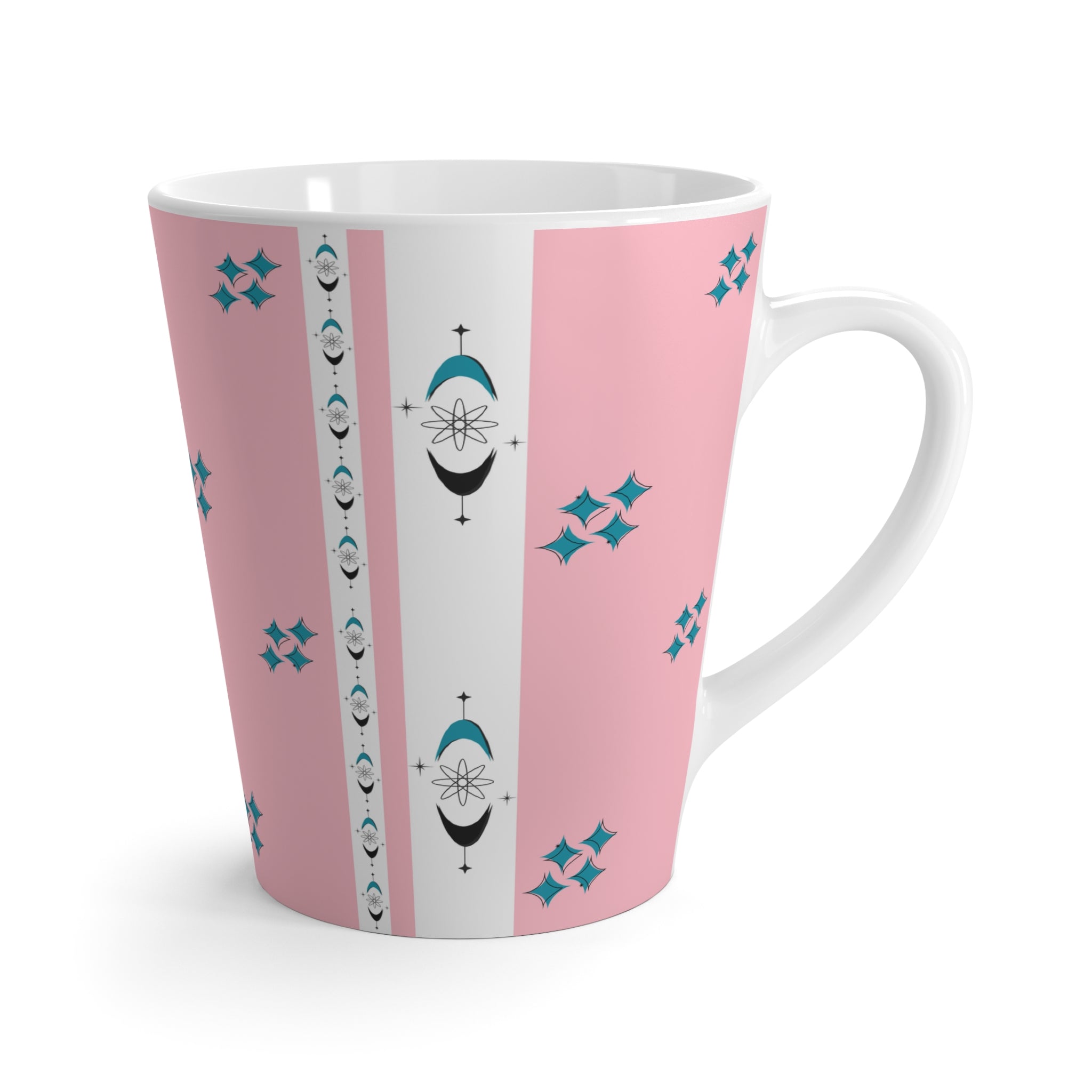 Mid Mod Atomic 50s Chic Pink Latte Mug - Stylish Design for Coffee Lovers - Mid Century Modern Gal