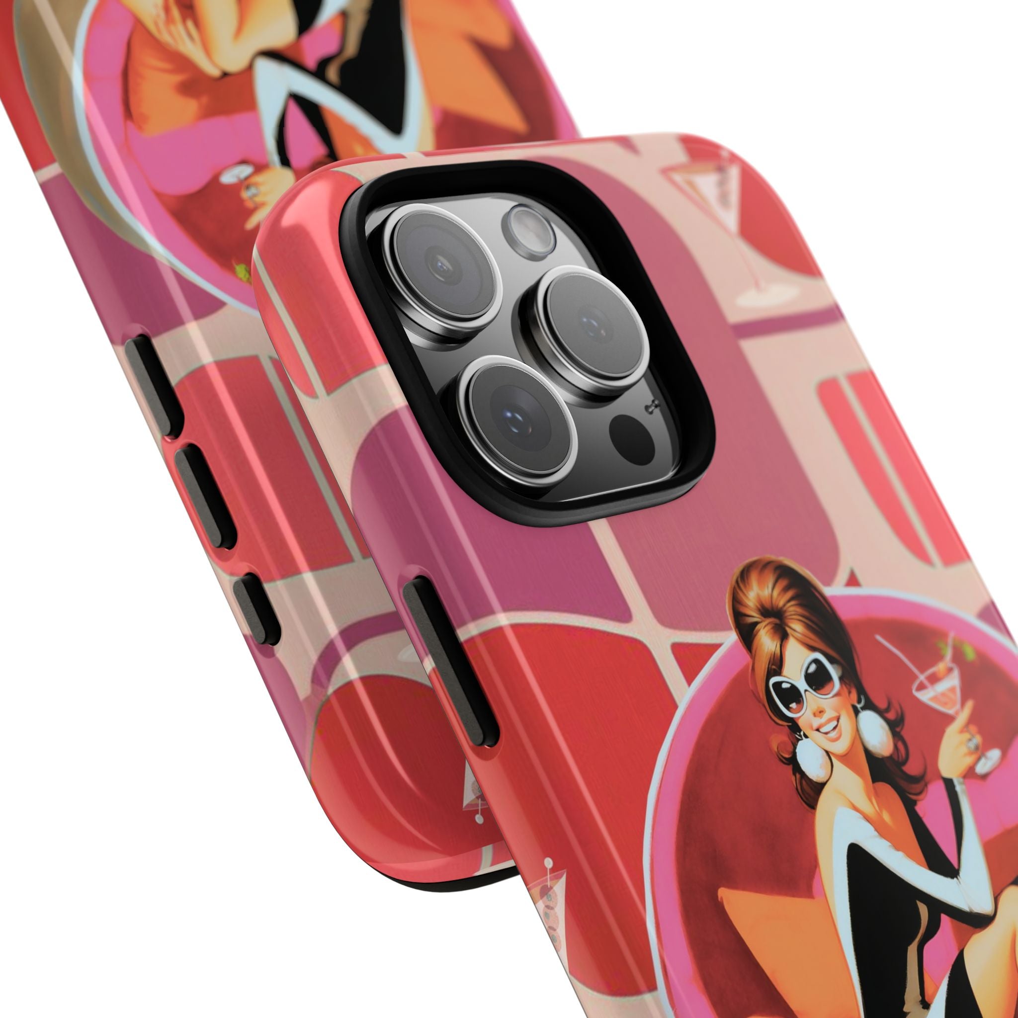 Mid Mod 60s Mod Gal, Kick Back Enjoy, Retro Chic Phone Case with Cocktail Design
