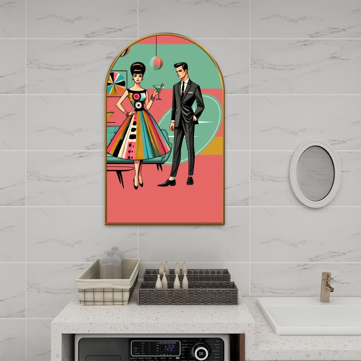 Mid Century Modern Kitschy Cocktail Hour, Mod Arc Wall Art - Mid Century Modern Gal