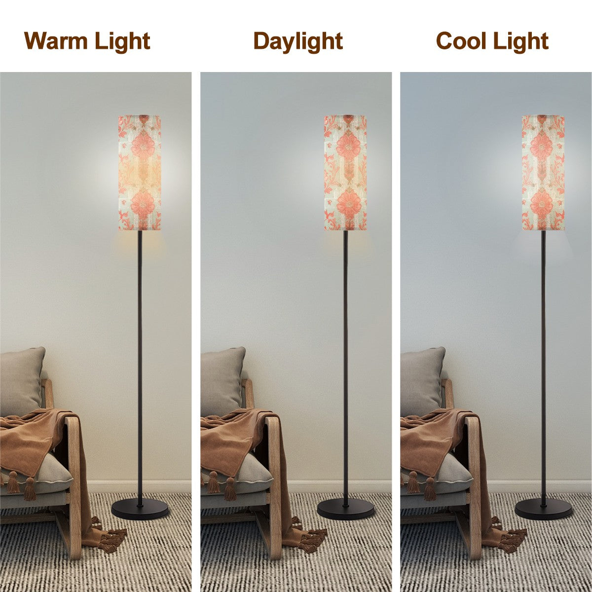 Chinoiserie Asian Inspired Coral Mint Green Elegant Modern Slim Floor Lamp - Mid Century Modern Gal