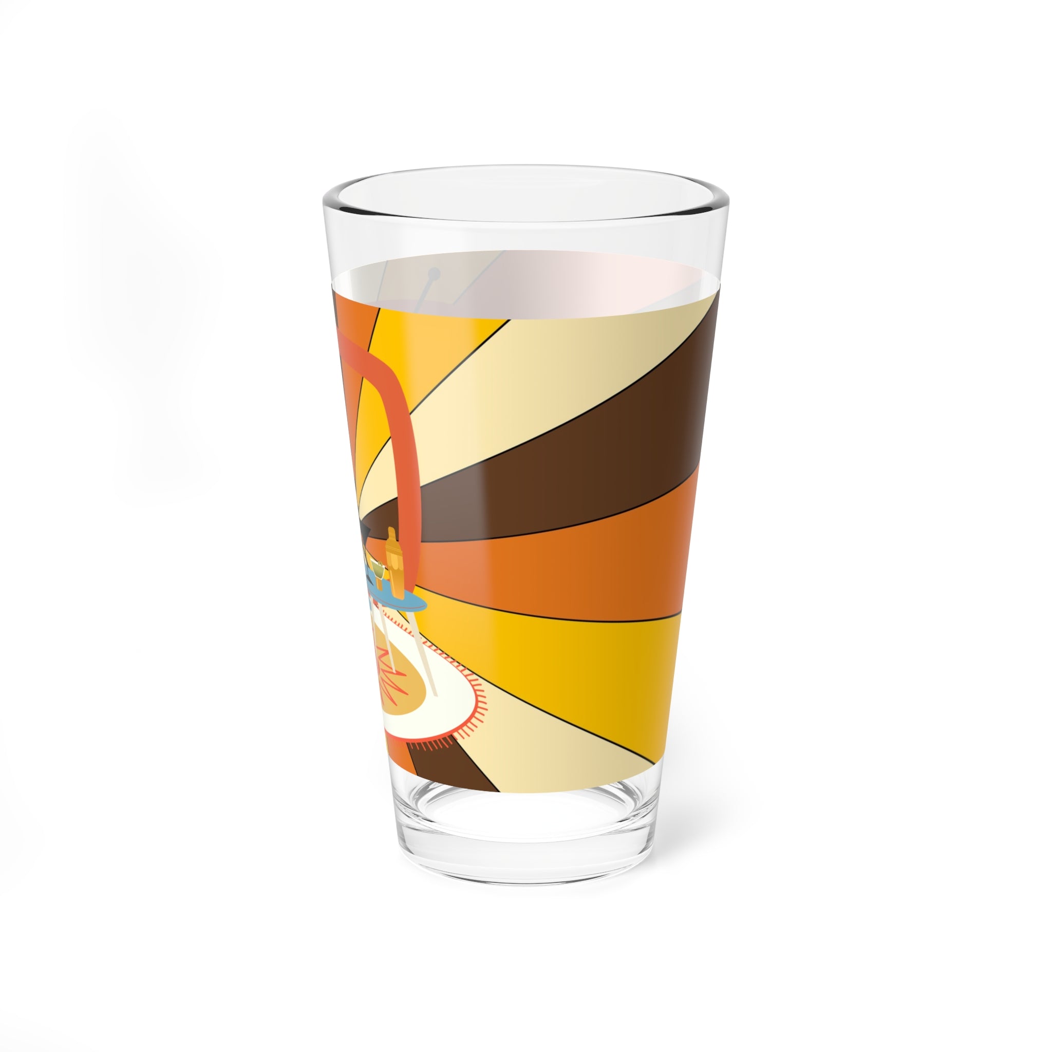 Retro Doxie Weiner Dog, Dachshund Groovy Mod Vintage Cocktail Mixing Glass with Playful Dog Design - 16oz - Mid Century Modern Gal