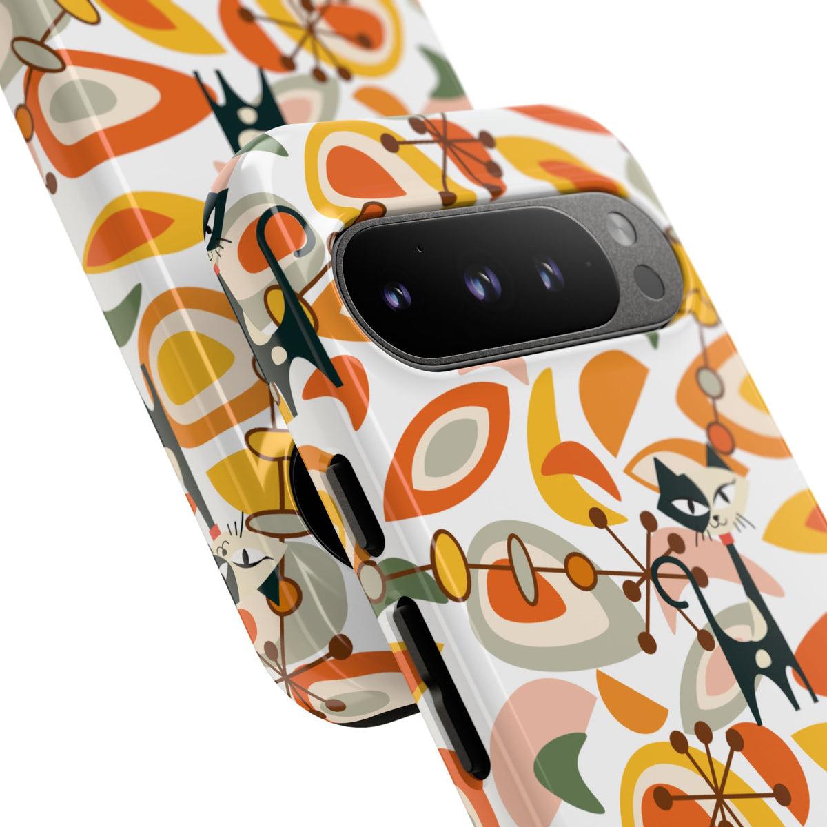 Atomic Cat Mid Mod Orange, Yellow, Groovy Cat Smart Phone Tough Cases