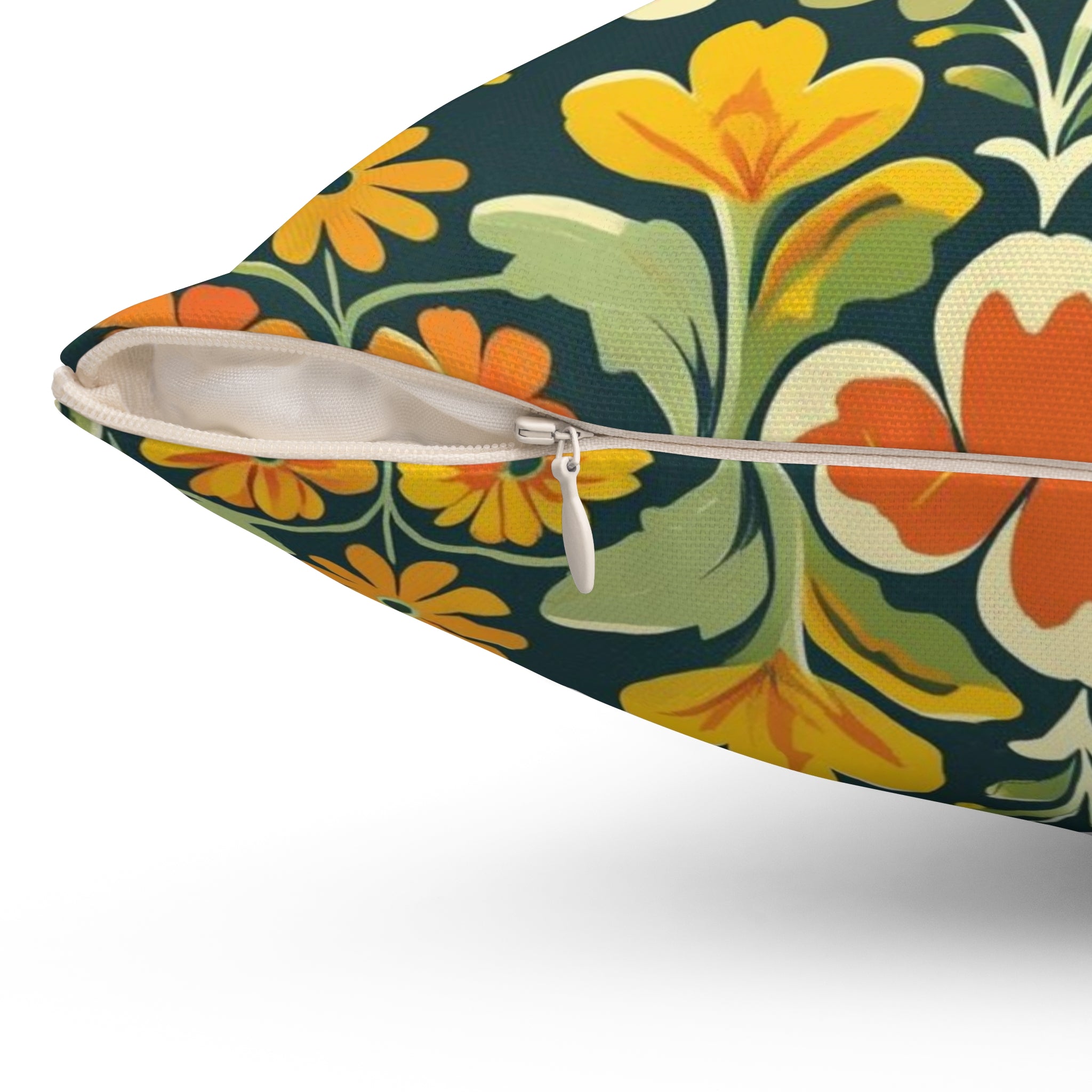 Retro Owl Flower Power Groovy 70s Floral Green, Orange Fall Pillow And Insert - Mid Century Modern Gal