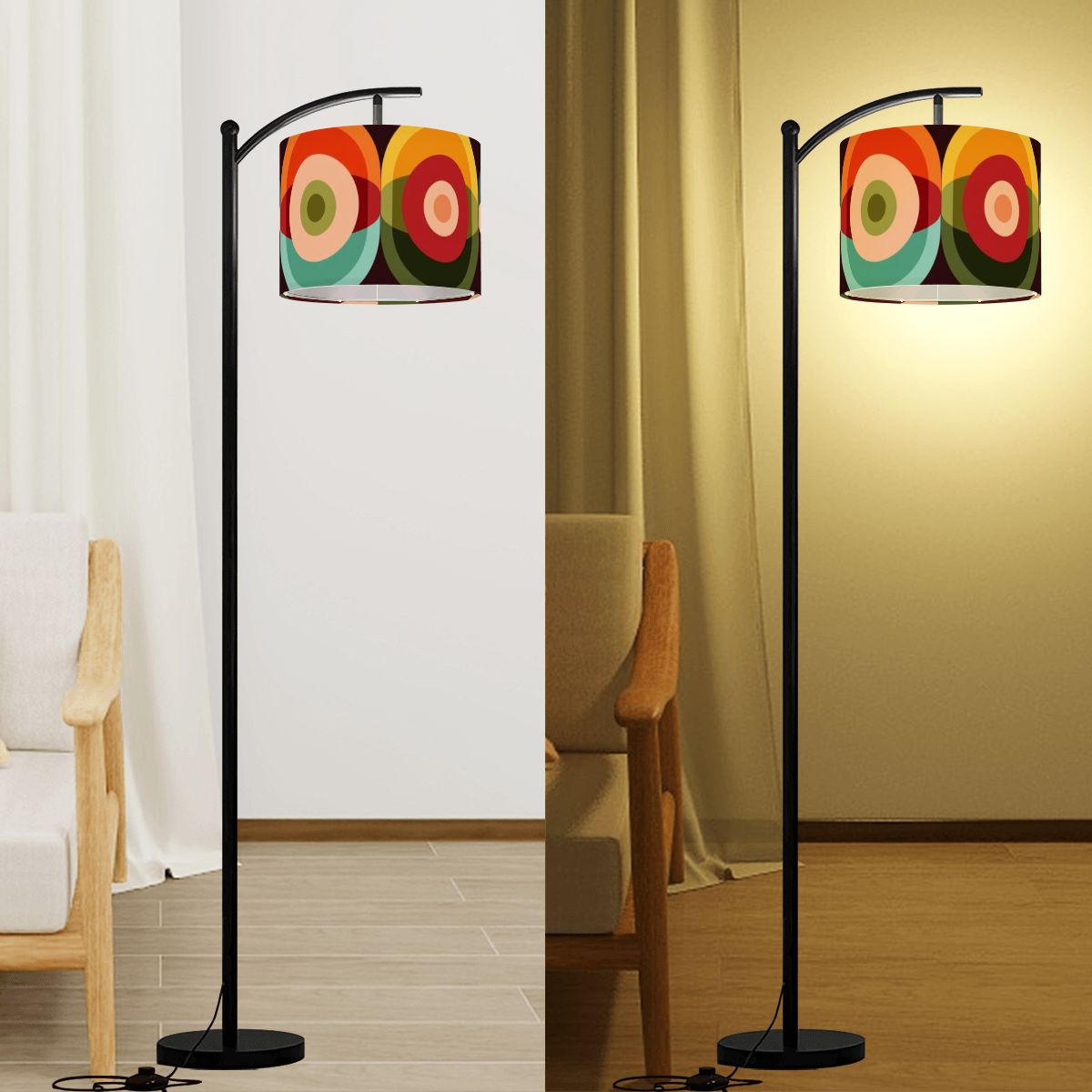 Retro Groovy Space Orb, Funky Fun Lamp SHADE ONLY - For Arc Floor Lamps Only - Mid Century Modern Gal