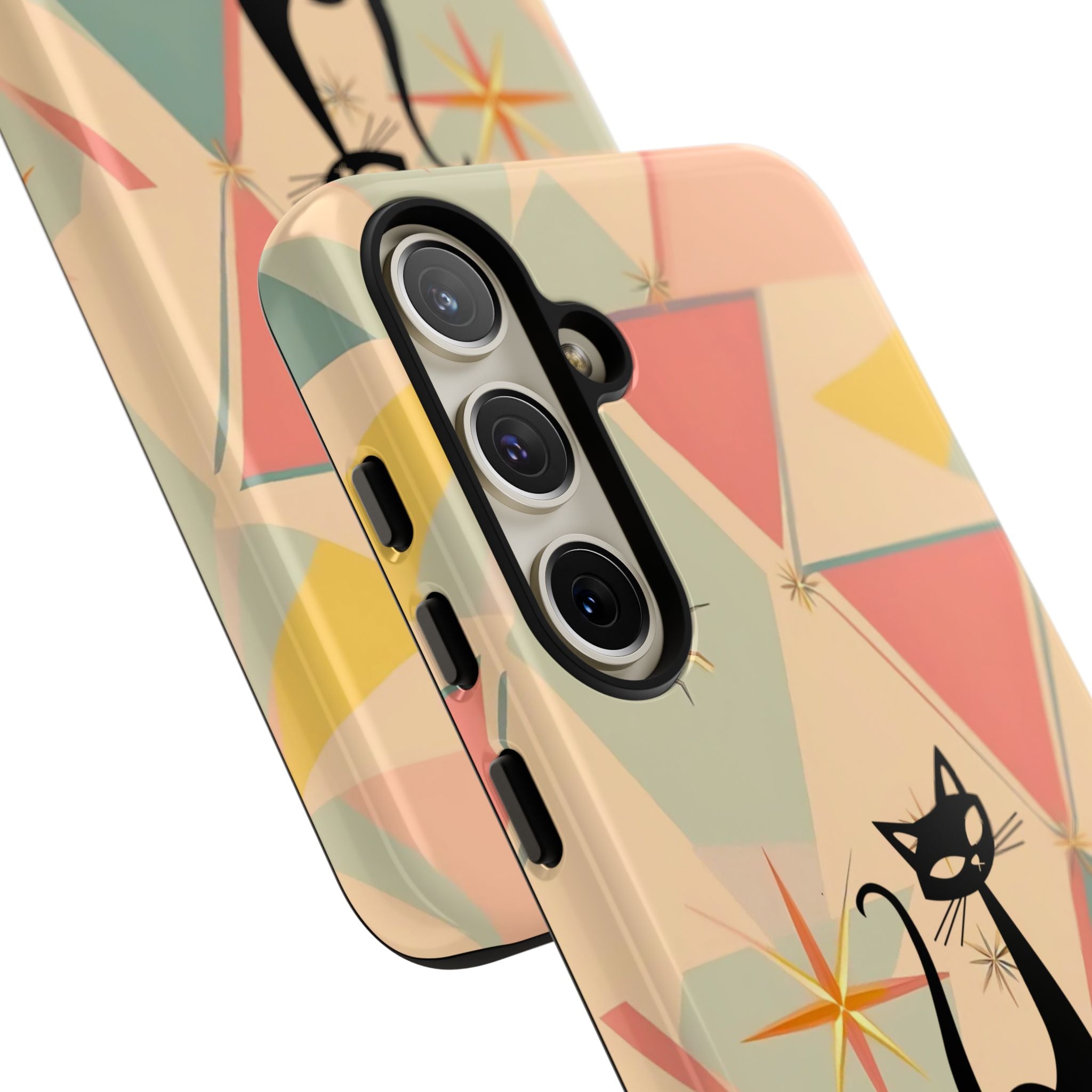 Atomic Cat Mid Mod Retro Cat Phone Case | Tough Cases with Vintage Vibe | Ideal for Cat Lovers