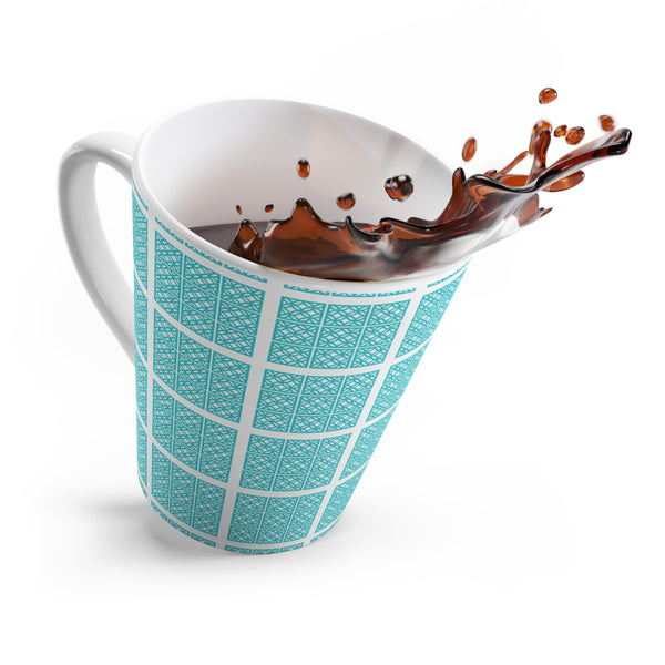 Mid Century Modern Breeze Block Blue, Kitschy Mod Latte Mug - Perfect for Coffee Lovers & Gift Giving