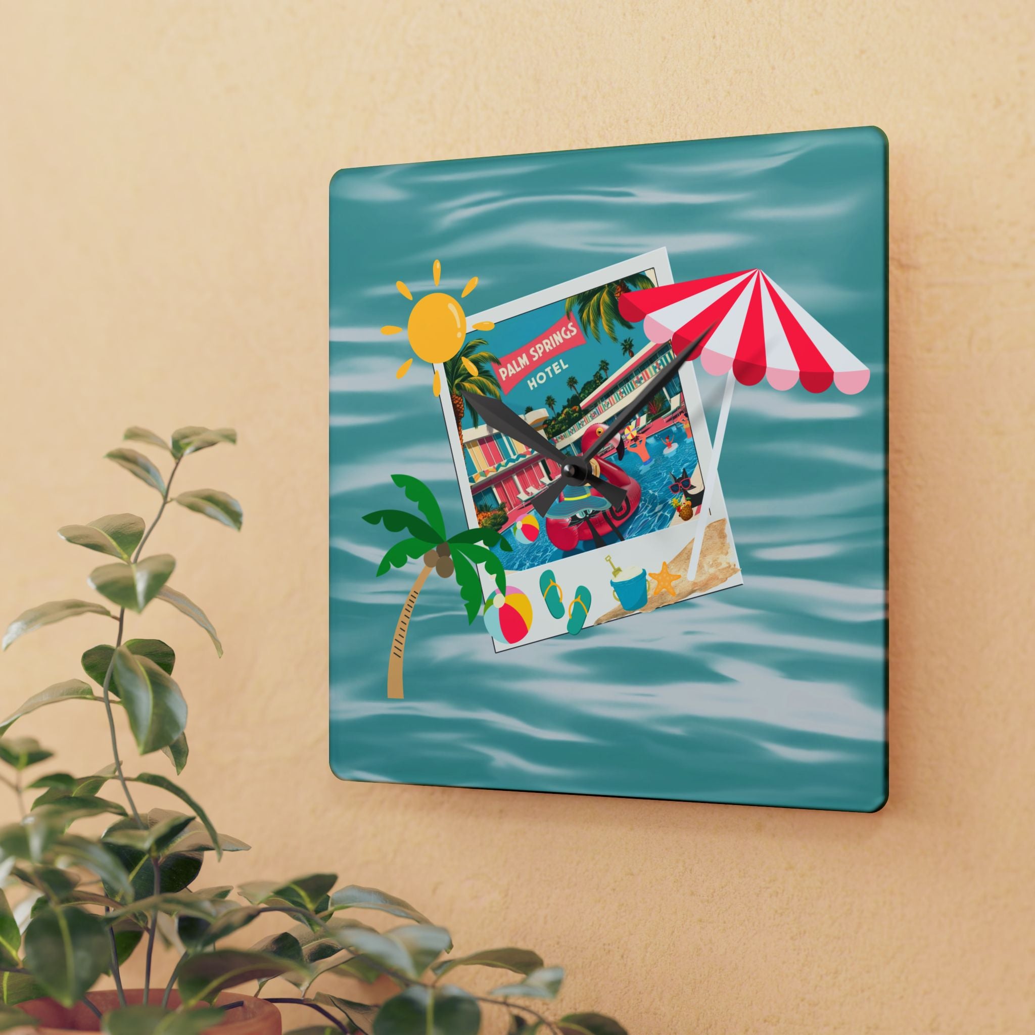 Vintage Palm Springs Kitschy Flamingo Atomic Cat Mid Century Modern Wall Clock - Mid Century Modern Gal