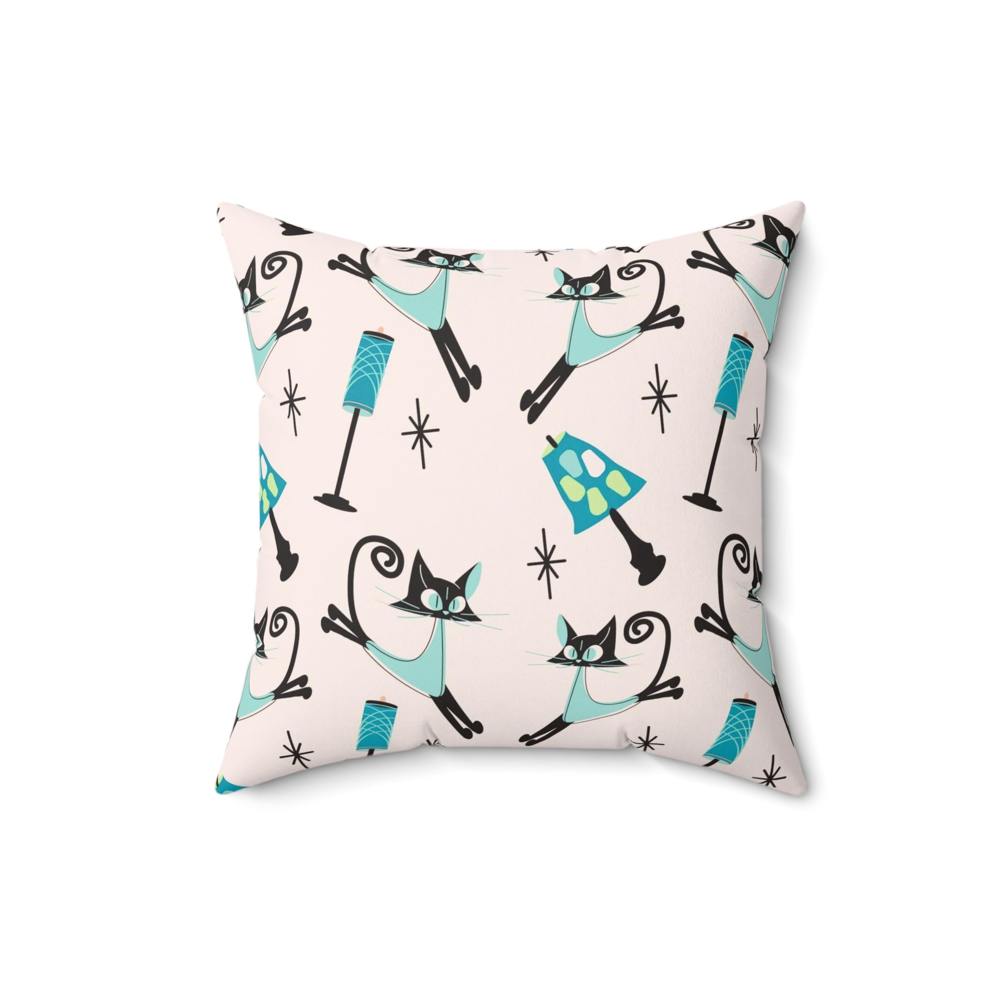 Mid Century Modern Atomic Cat Pillow And Insert - Mid Century Modern Gal