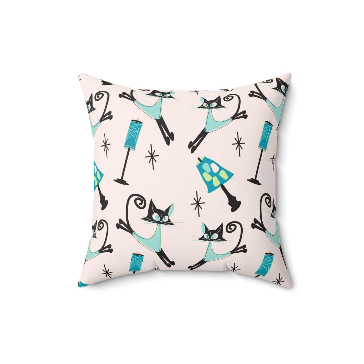 Mid Century Modern Atomic Cat Pillow And Insert - Mid Century Modern Gal