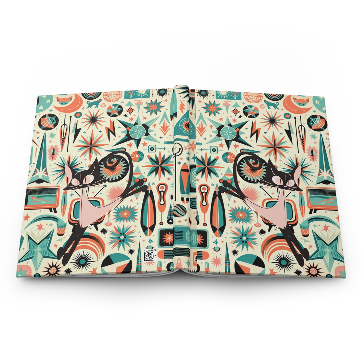 Atomic Cat Desk Journal, Notebook, Mid Century Modern Atomic 50s Design Hardcover Journal - Mid Century Modern Gal