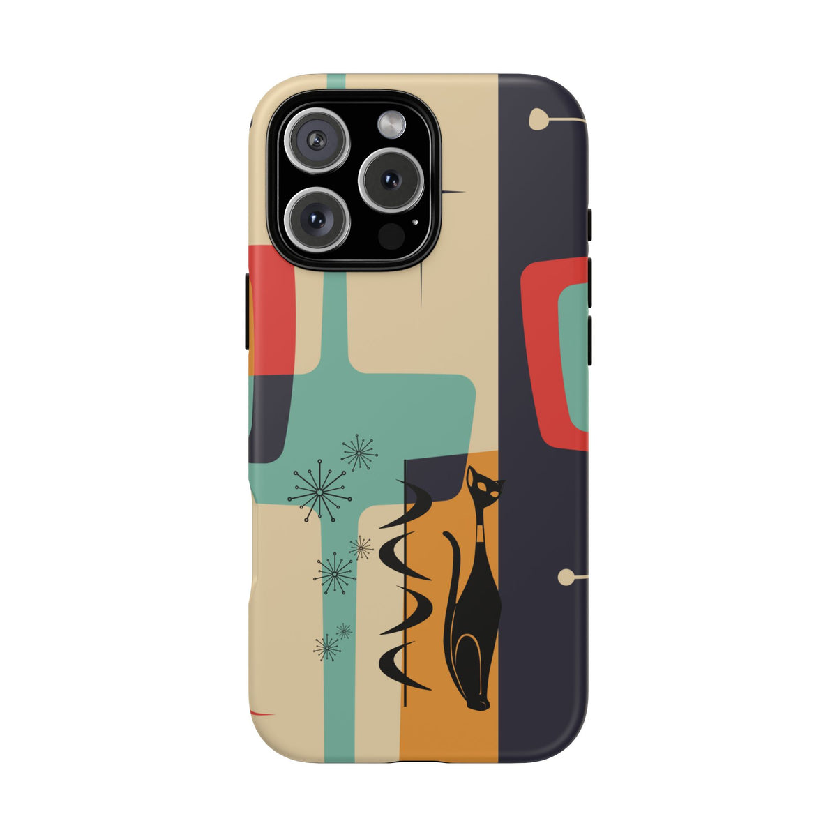 Mid Century Modern, Geometric, Atomic Cat Groovy Smart Phones Tough Phone Cases