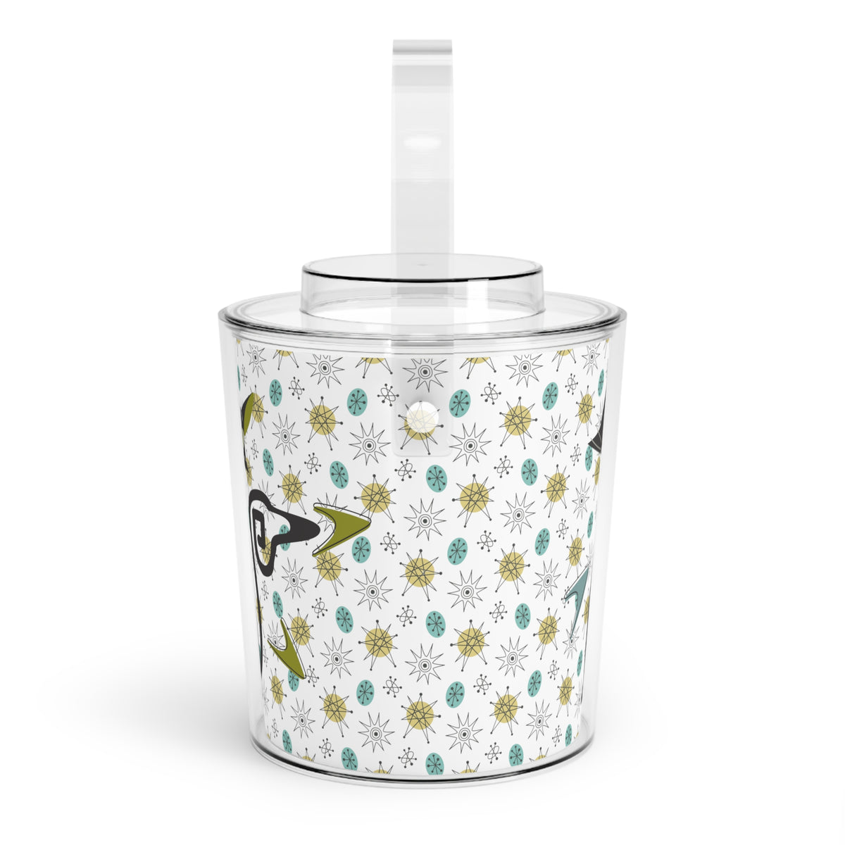 Franciscan Starburst Pattern, Atomic Cat Mid Century Modern Ice Bucket with Tongs Summer Retro Outdoor Entertaining - Mid Century Modern Gal